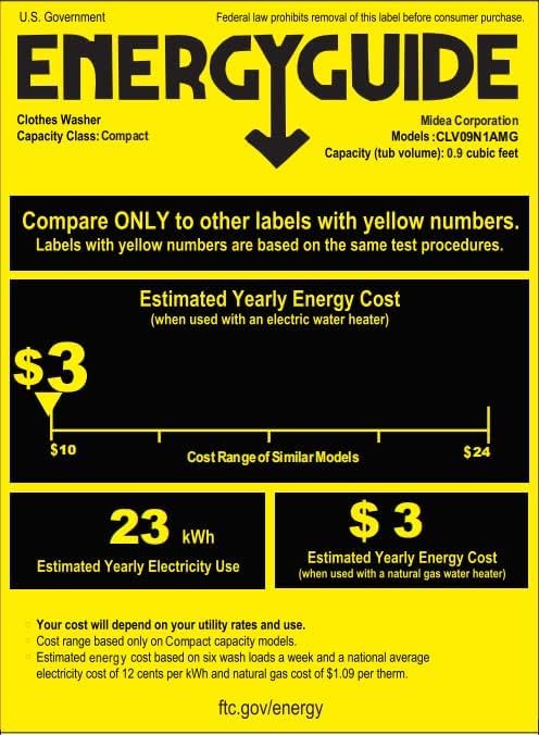 Comfee Portable Washing Machine, 0.9 Cubic Foot, with LED Display and Built-in Drum