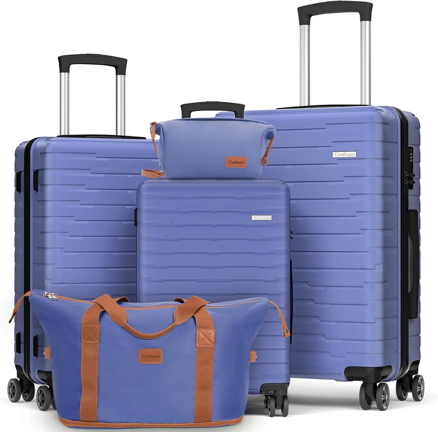 5-piece luggage set with wheels, ABS hardshell suitcase with spinner wheels
