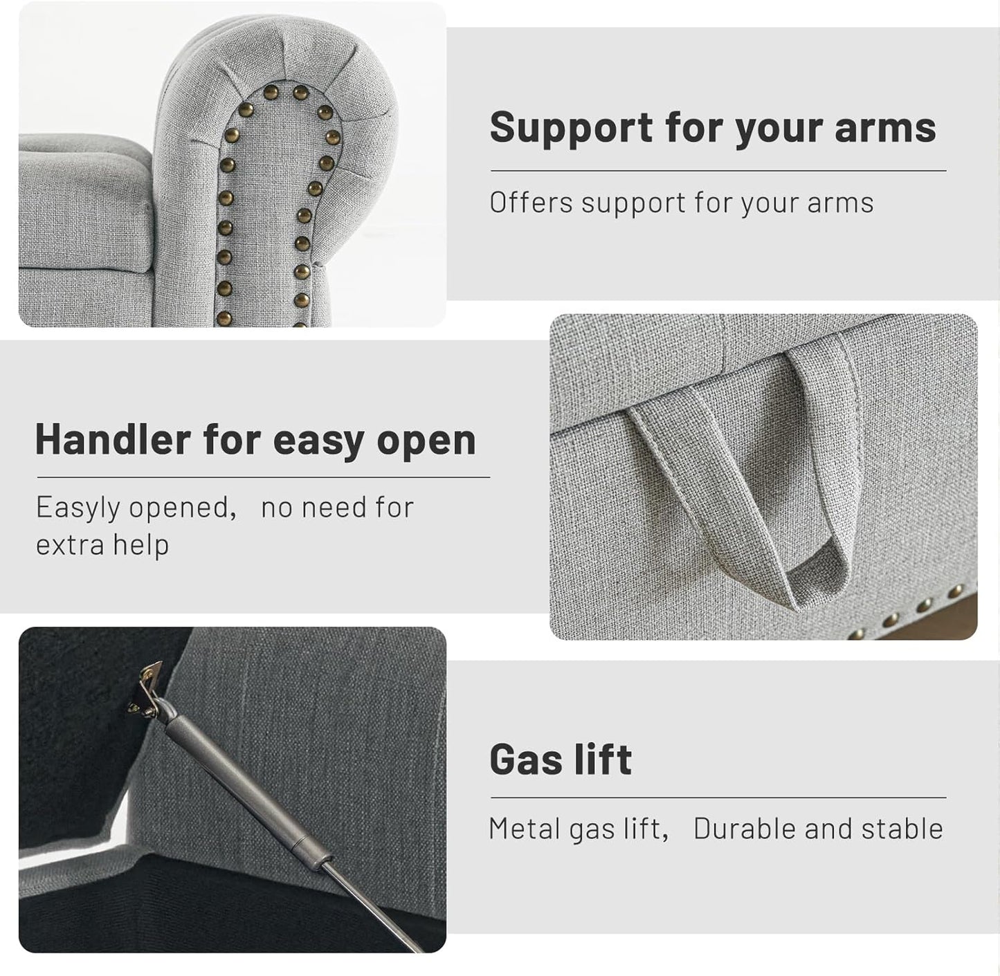 Furniliving Modern Storage Ottoman Bench, Sherpa Ottoman End of Bed Bench with Solid Wood Legs Upholstered Ottoman Benches with Storage Indoor Bench