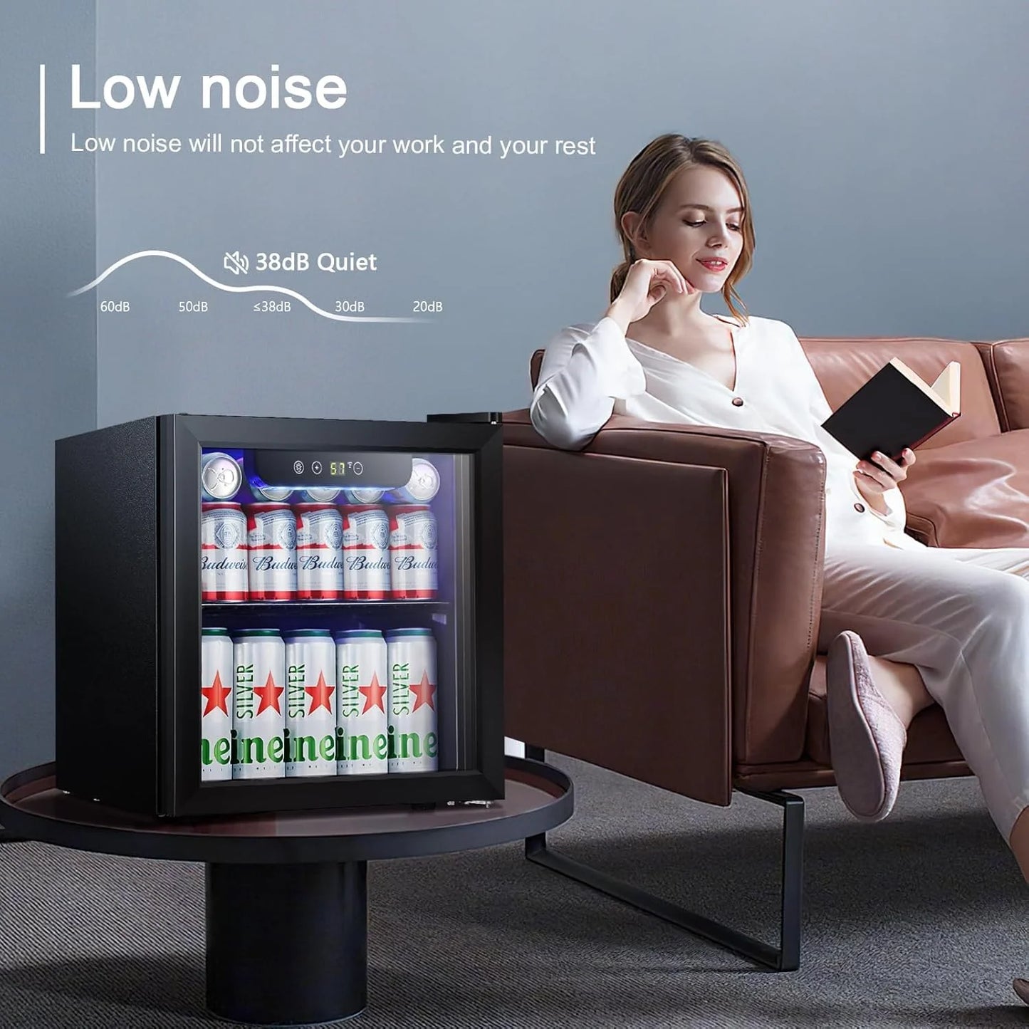 Antarctic Star Beverage Refrigerator Cooler 68 Can, Mini Fridge with Glass Door for Beer Drinks Wine,Freestanding Small Fridge with Electronic Temperature Control for Home and Bar,1.7 cu.ft