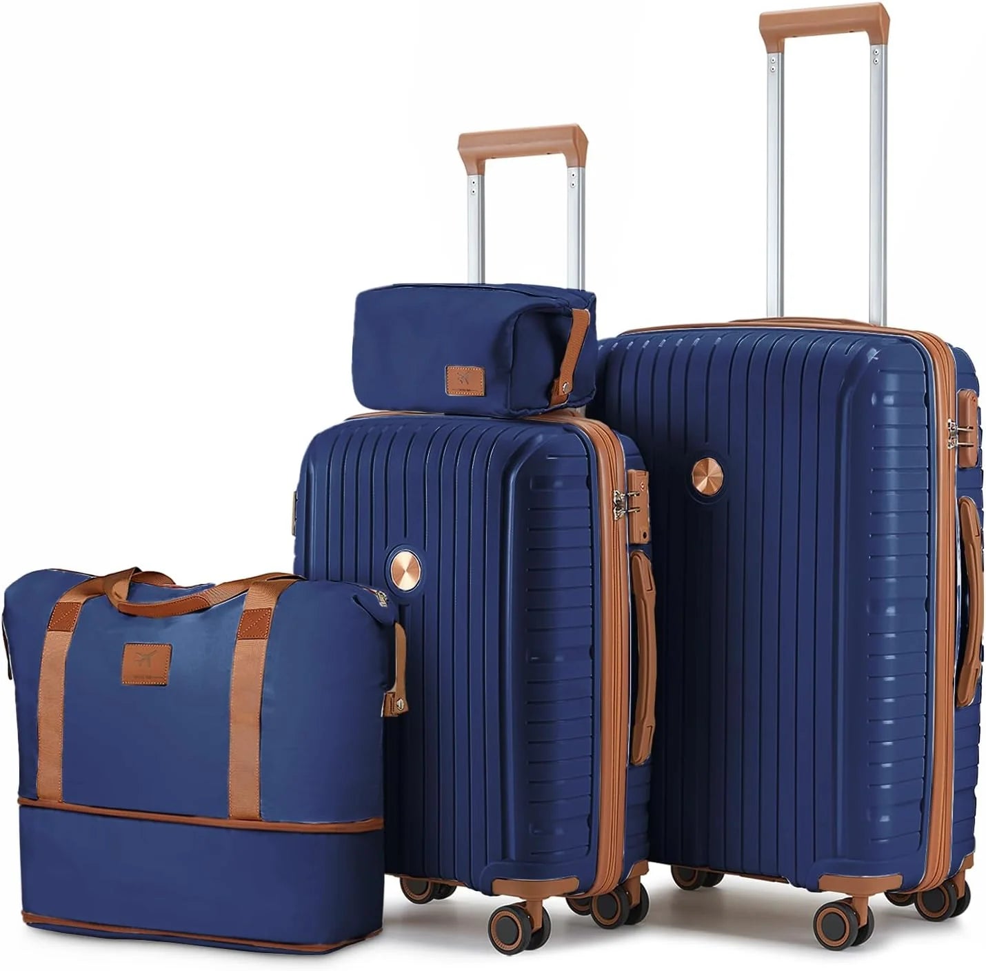 5-piece PP hardshell lightweight travel carry-on luggage set with dual spinner wheels and TSA lock