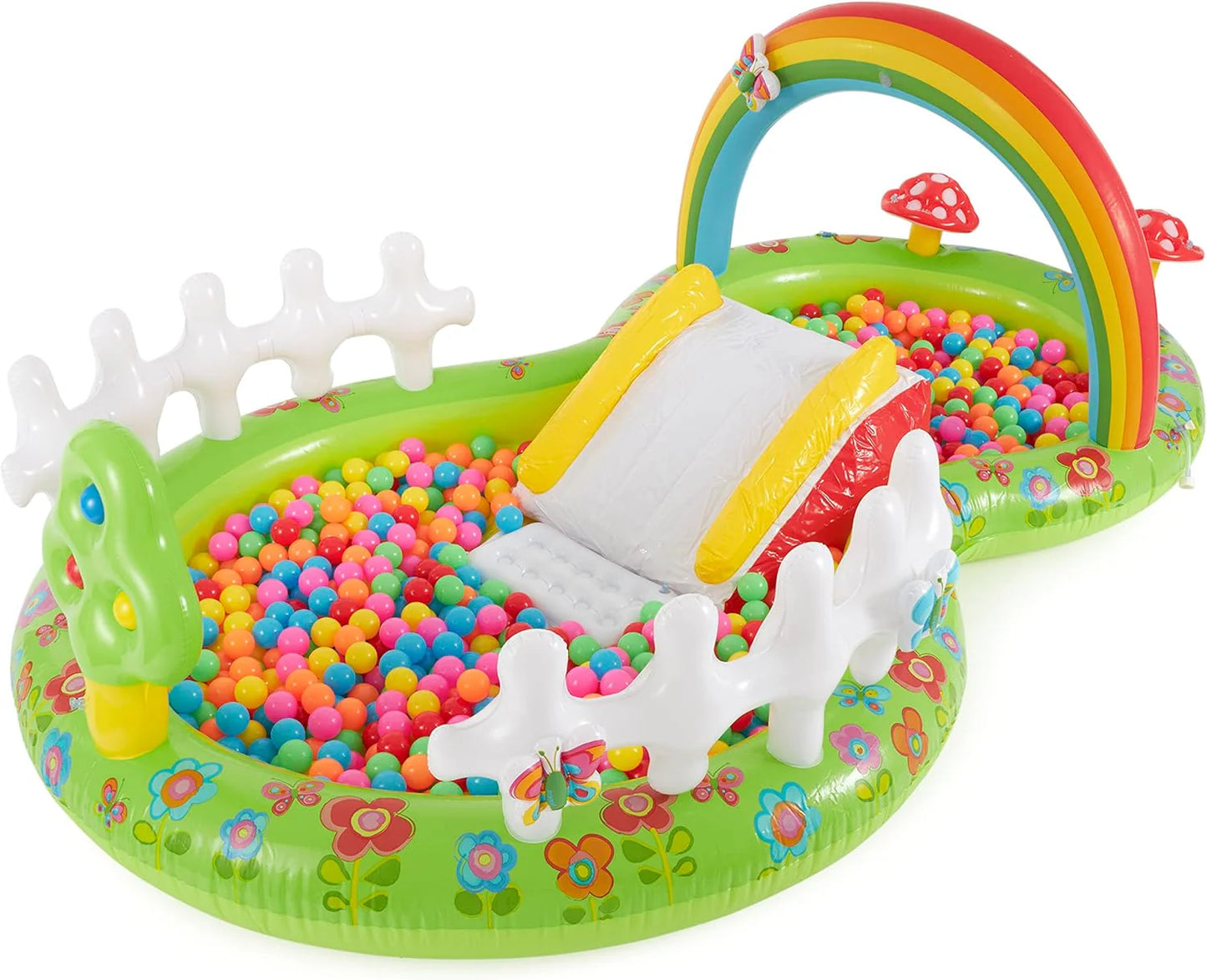 Intex 96" x 78" x 28" Inflatable Jungle Adventure Play Center Spray Kiddie Pool - Backyard Kids Water Slide, Outdoor Blow-Up Splash Pad for Toddlers