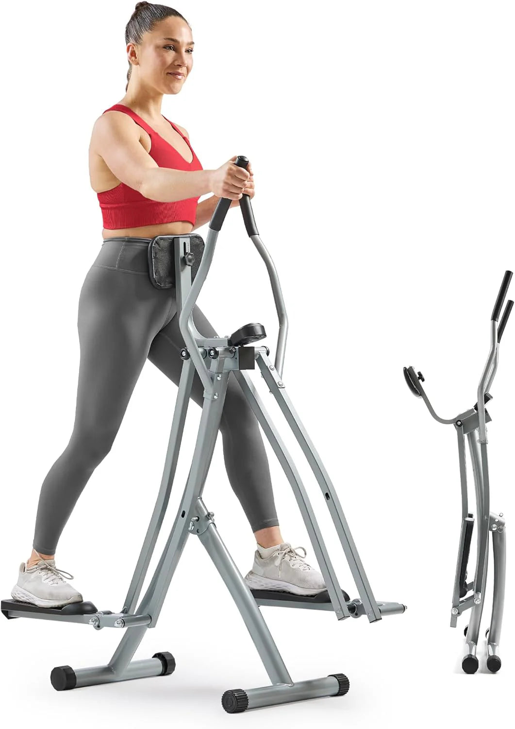 Sunny Health & Fitness Smart Air Walker Elliptical, Low-Impact 30-Inch Stride Home Glider Machine, Senior Cross Trainer for Indoor Cardio Exercise, Free SunnyFit App Bluetooth Connection- SF-E902SMART