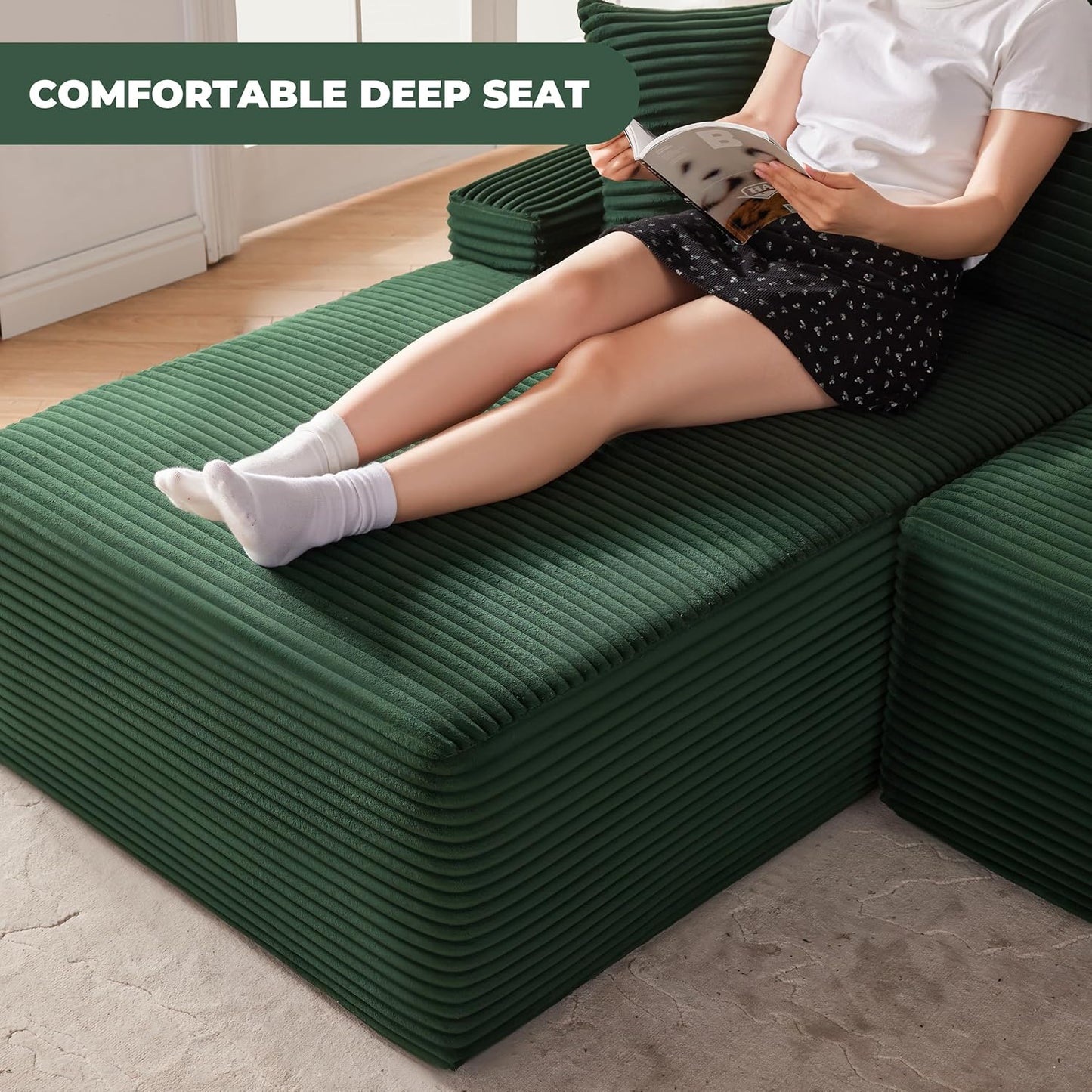 110-inch cloud sofa, boneless sofa in the living room, modular sofa with deep seats