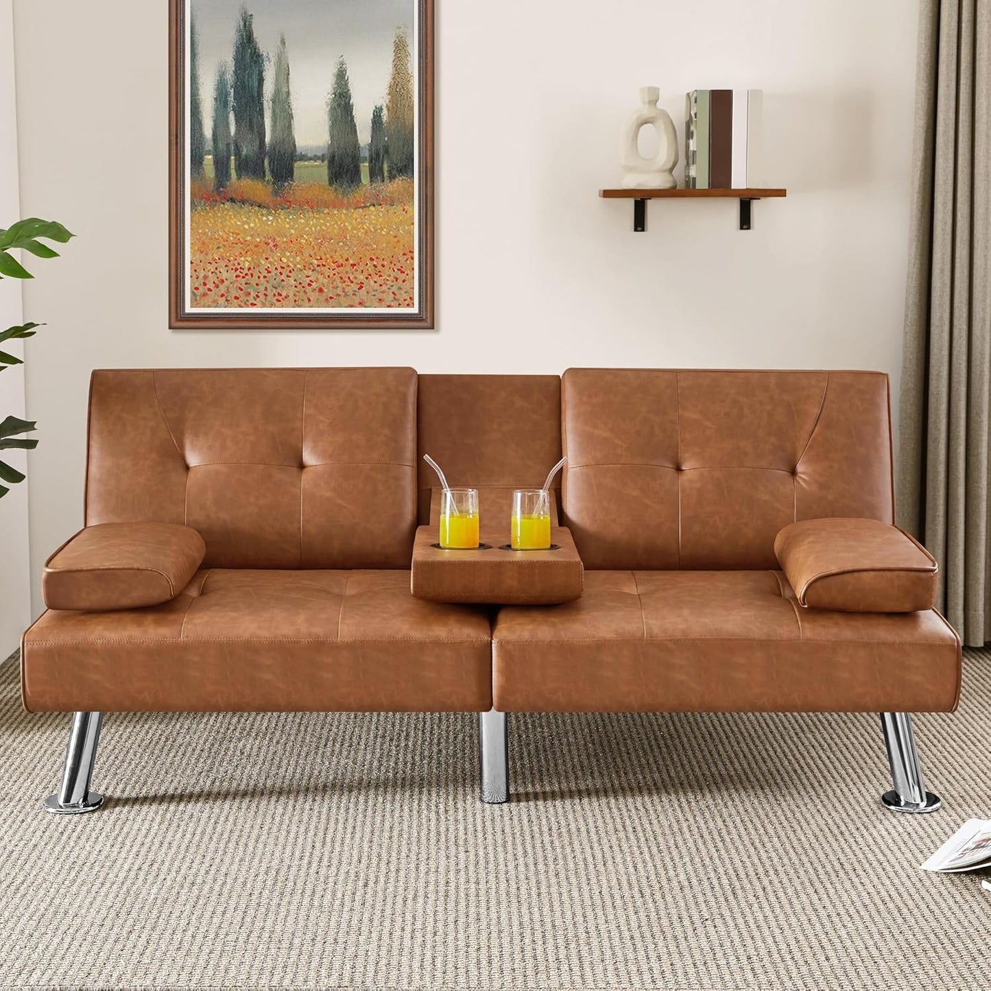 Convertible Sofa Bed Modern Imitation Leather Home Recliner Flip Double Sofa Folding Sofa Bed Guest Bed