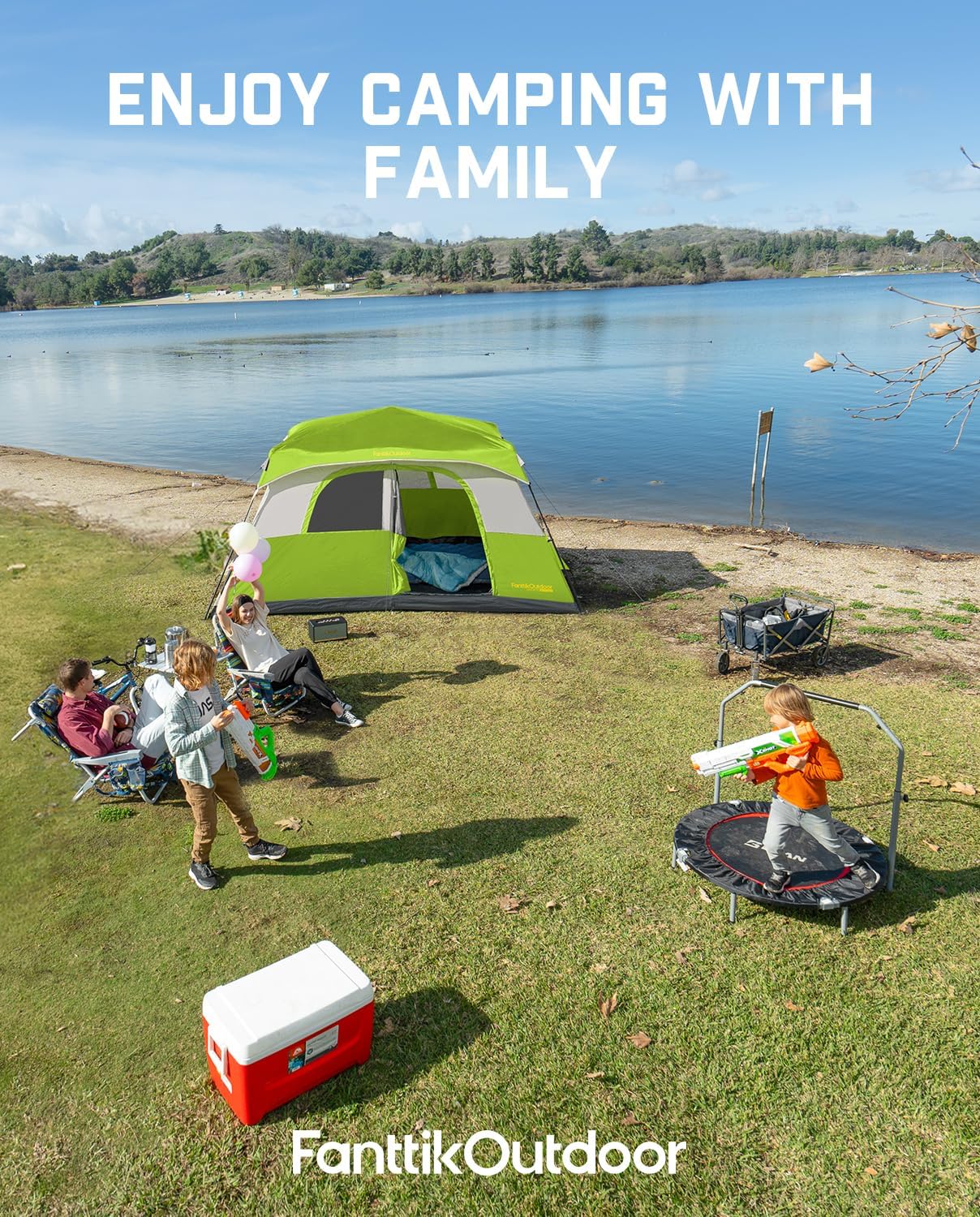 Portable camping tent for 4/6/8/10 people with instant cabin and rainproof and windproof