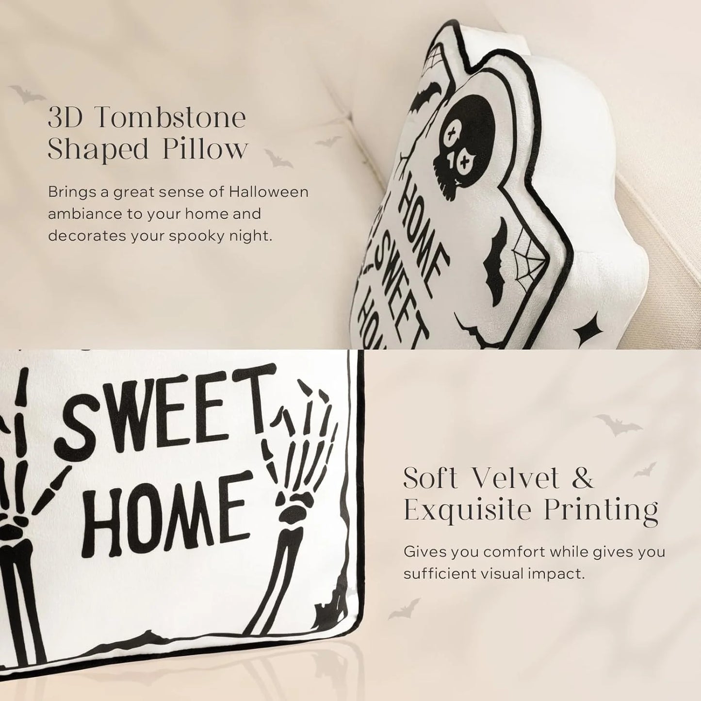 Halloween Shaped Throw Pillow Skeleton Shaped Pillow