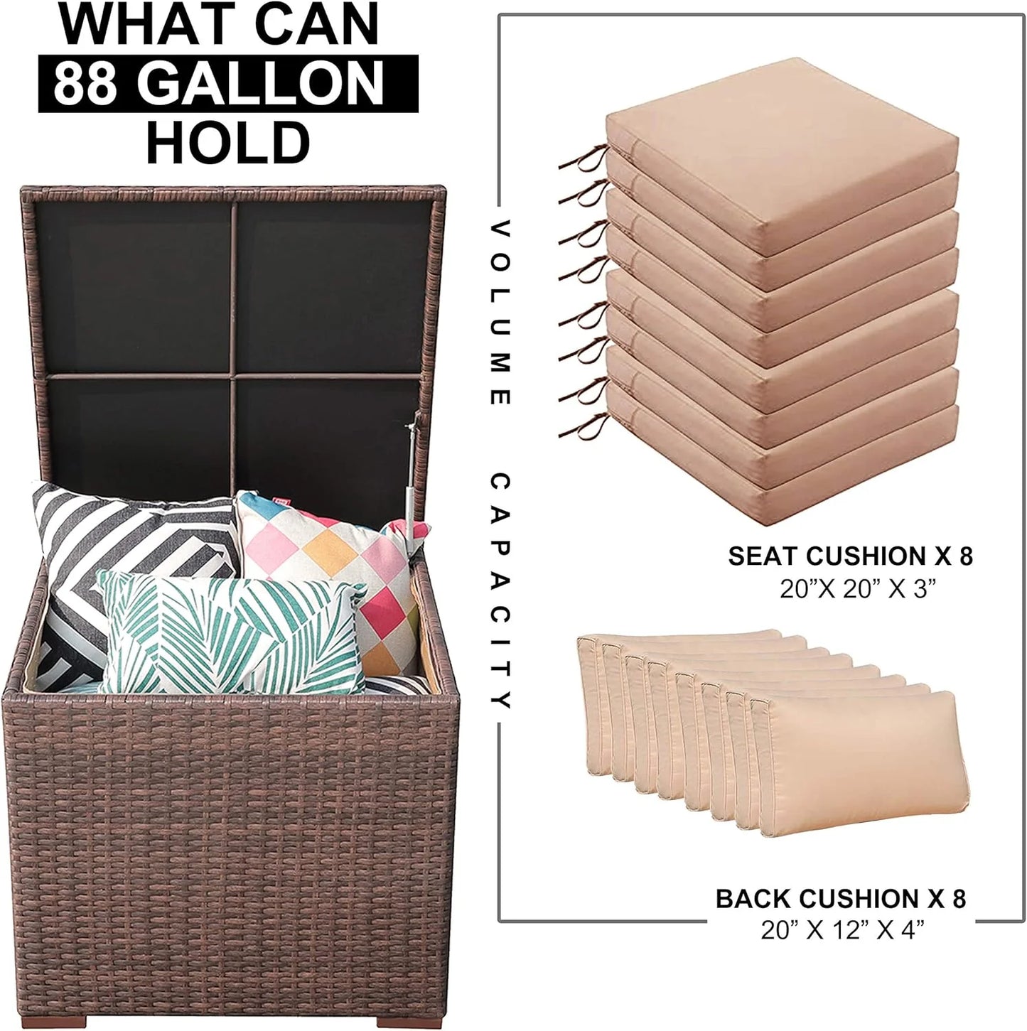 Wicker Outdoor Patio Storage Box Waterproof