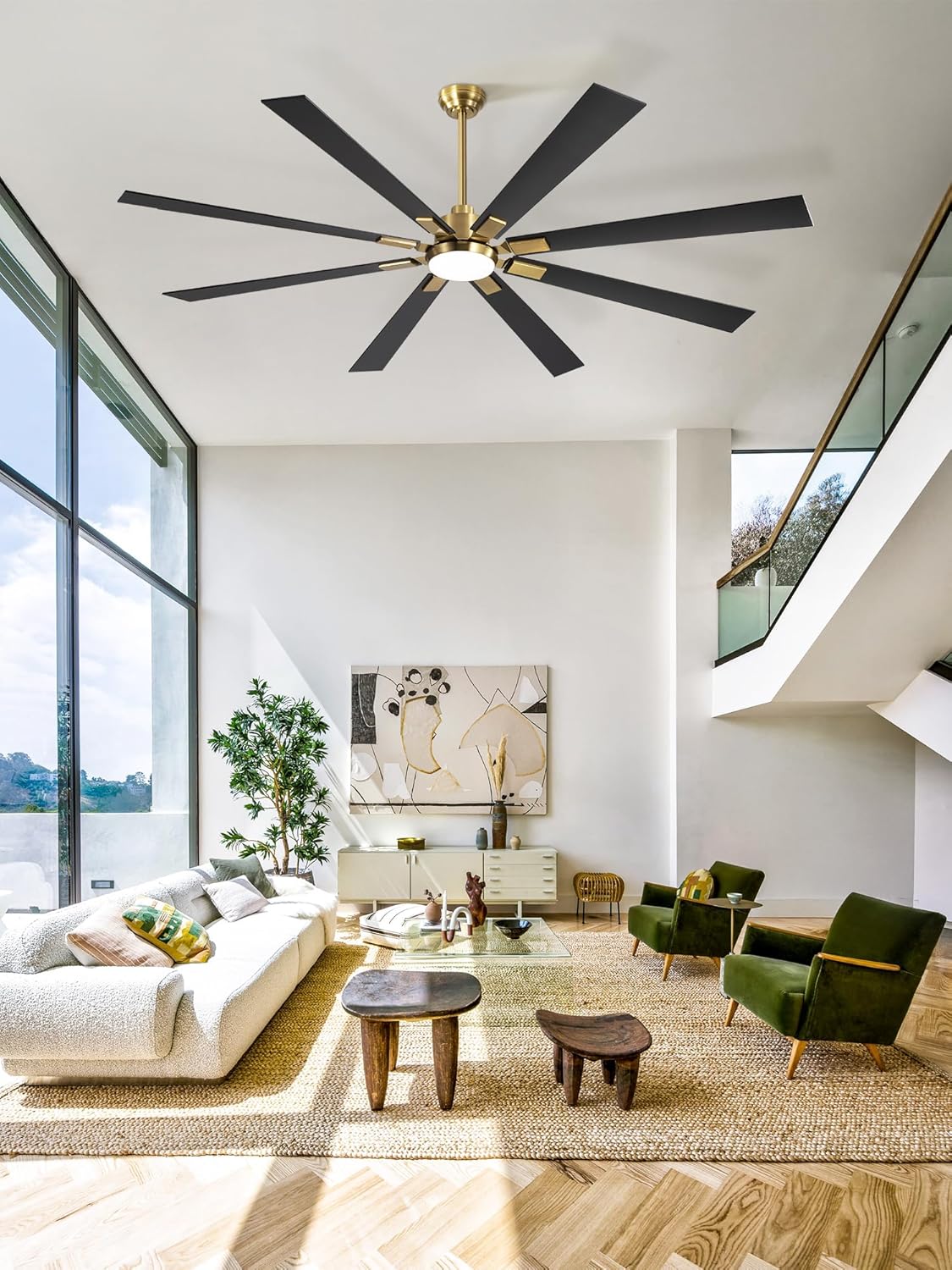Zmishibo 72-inch large ceiling fan with lighting and remote indoor/outdoor