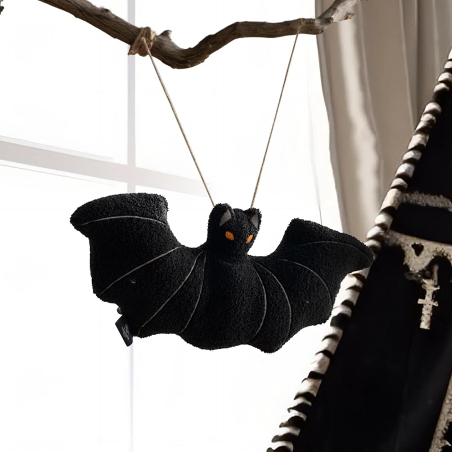 Bat Shaped Throw Pillow Teddy Fleece Embroidery Pillow