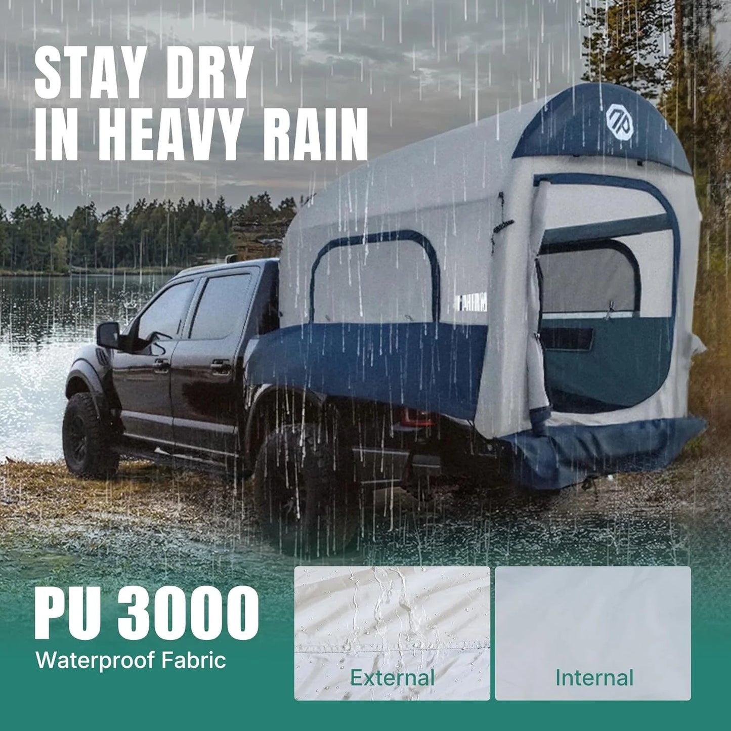 Truck Bed Tent 5.5ft-8ft, Suitable for 2+1 People/Family Inflatable Pickup Truck Tent