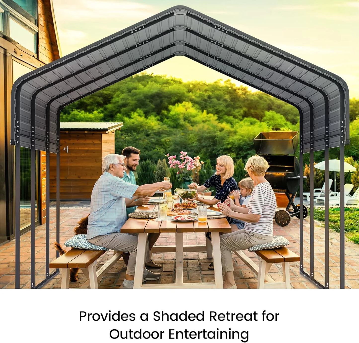 10'x15' Heavy Duty Metal Carport, Outdoor Garage Car Shelter Shade with Heavier Frame