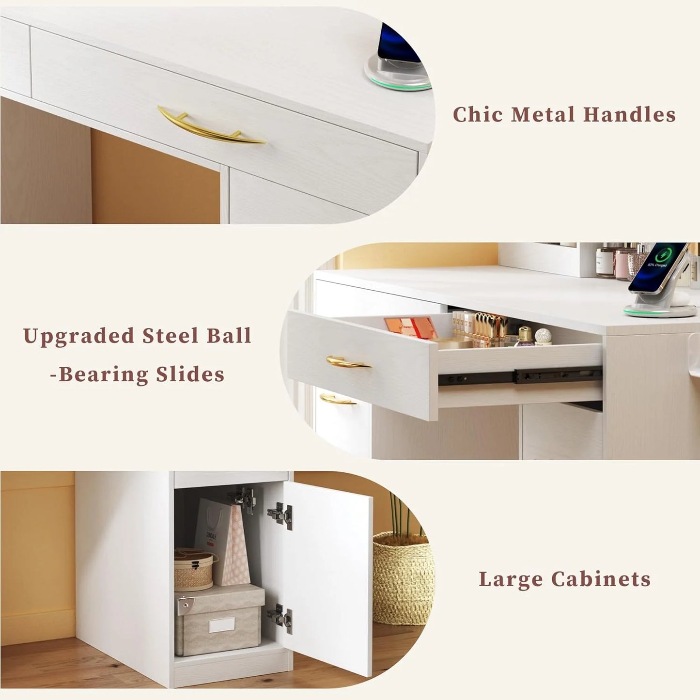 Vanity Desk with Mirror and Lights 39.3in Makeup Vanity with Large Mirror