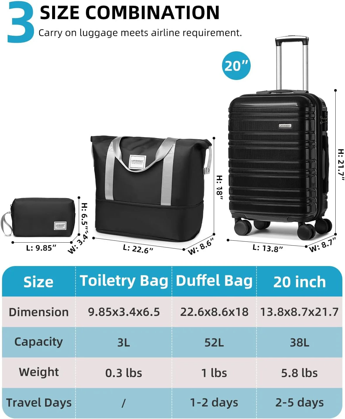 6-piece luggage set, expandable hardshell suitcase set with spinner wheels, lightweight rolling luggage set