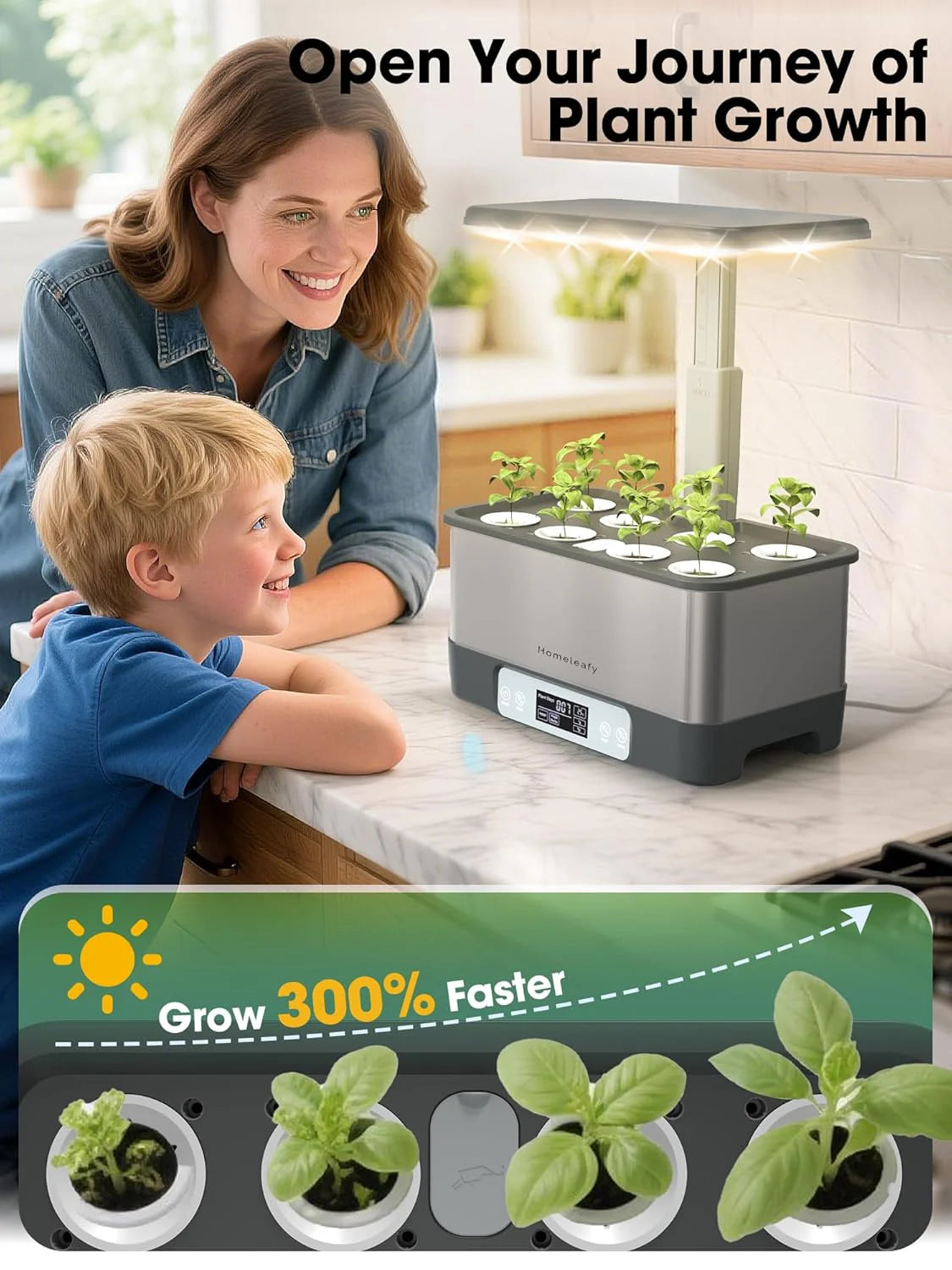 Hydroponic Grow System Kit, 8 Smart Indoor Herb Gardens with WiFi App Control, Seed Pod Kit