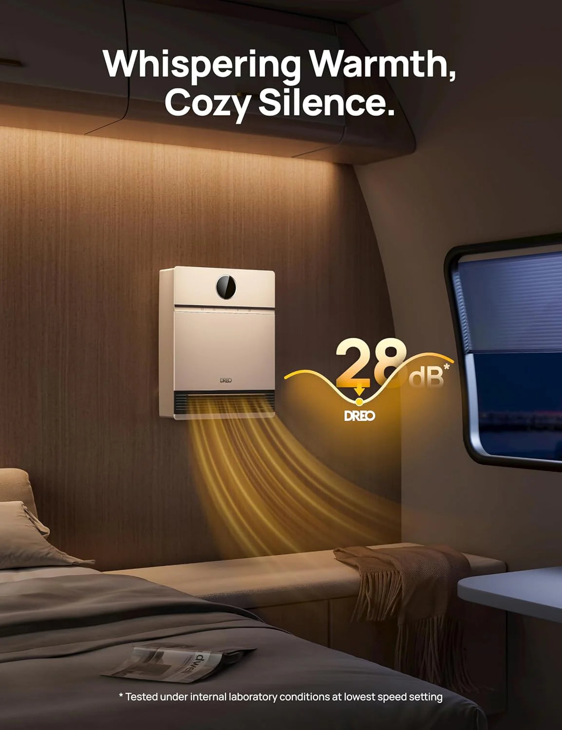 Smart wall-mounted heater for indoor use with adjustable thermostat and remote control