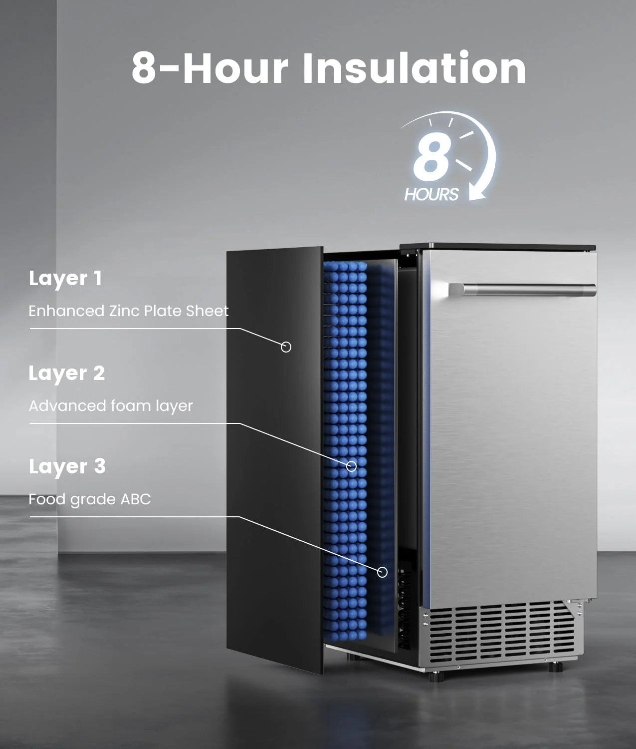 ecozy Portable Ice Maker Countertop, 9 Cubes Ready in 6 Mins, 26 lbs in 24 Hours, Self-Cleaning Machine with Ice Bags/Standing Ice Scoop/Ice Basket for Kitchen Office Bar Party, Aqua