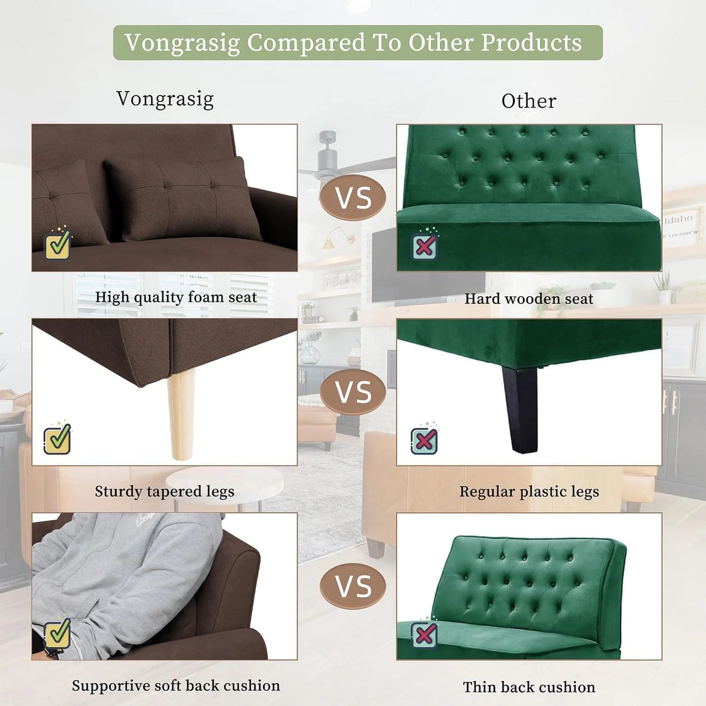 47" Small Modern Loveseat Sofa