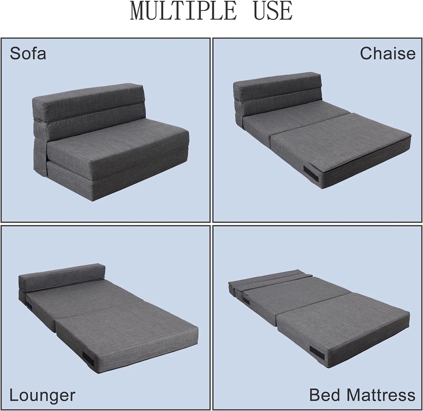 60 inch pull out sofa bed, memory foam sofa with 2 pillows, futon bed, guest bed and pull out sofa,