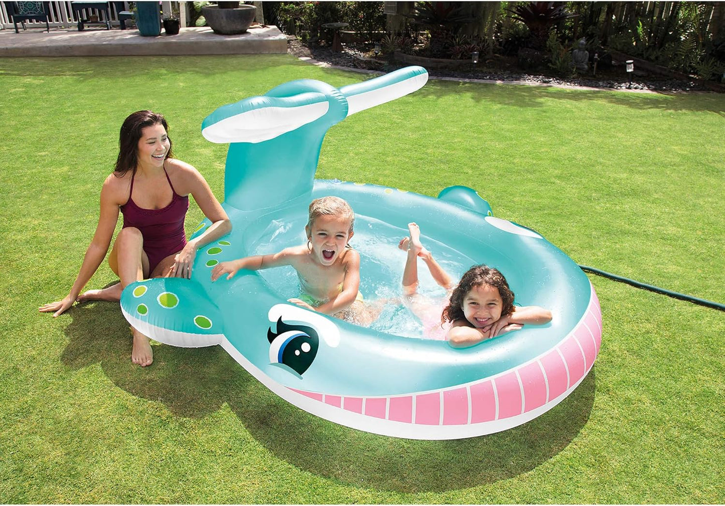 Intex 96" x 78" x 28" Inflatable Jungle Adventure Play Center Spray Kiddie Pool - Backyard Kids Water Slide, Outdoor Blow-Up Splash Pad for Toddlers