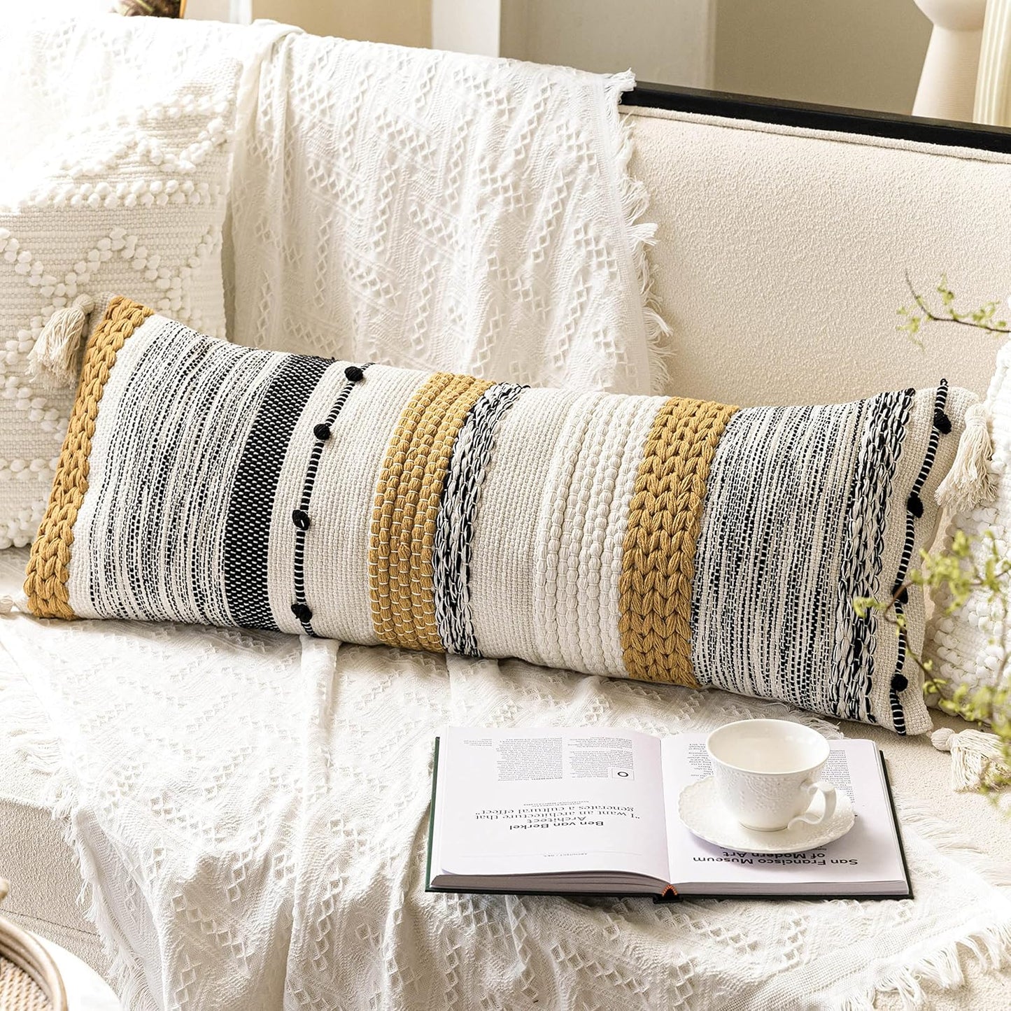 Blue Boho Decorative Throw Pillow Cover 20x20