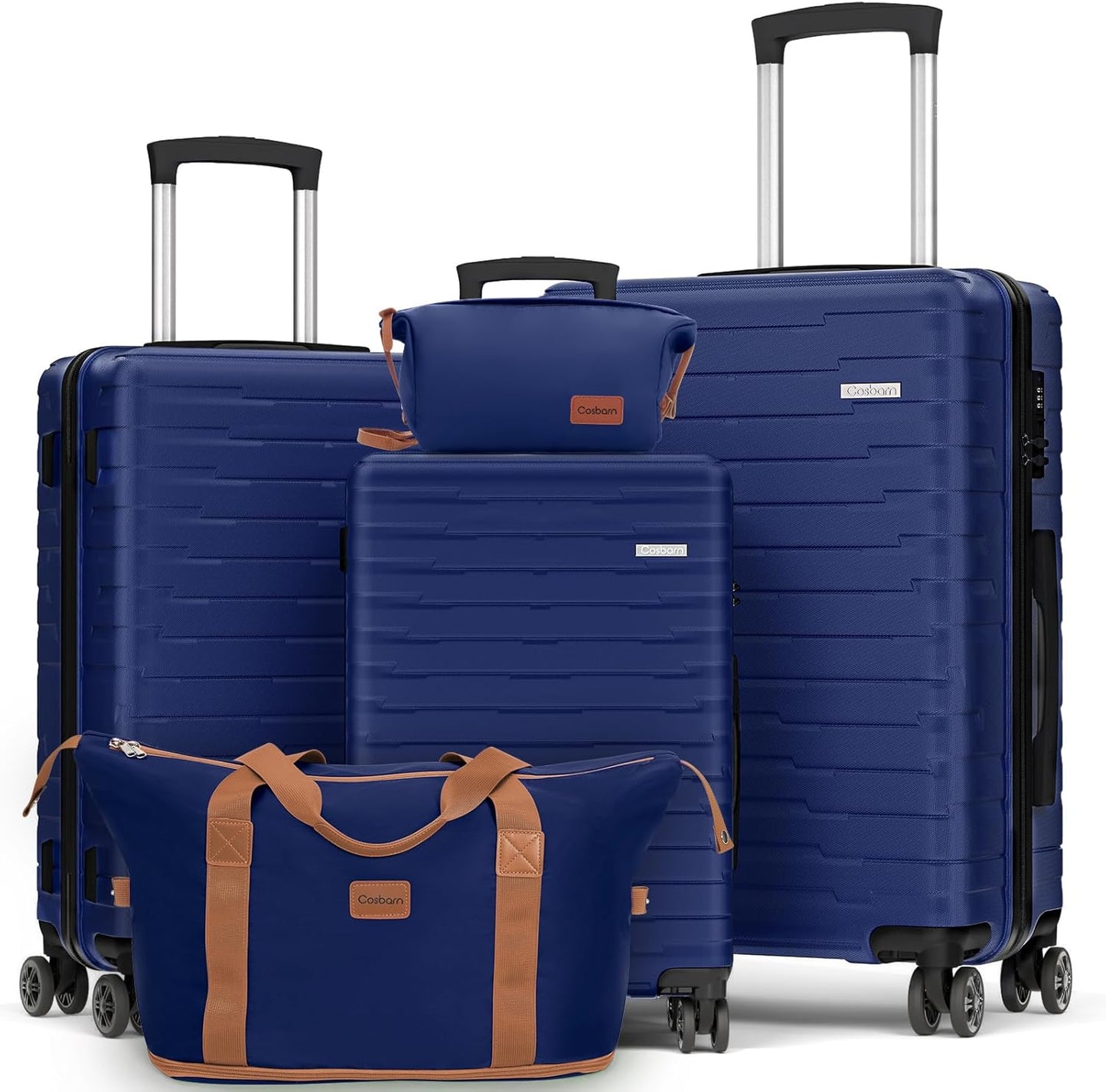 5-piece luggage set with wheels, ABS hardshell suitcase with spinner wheels