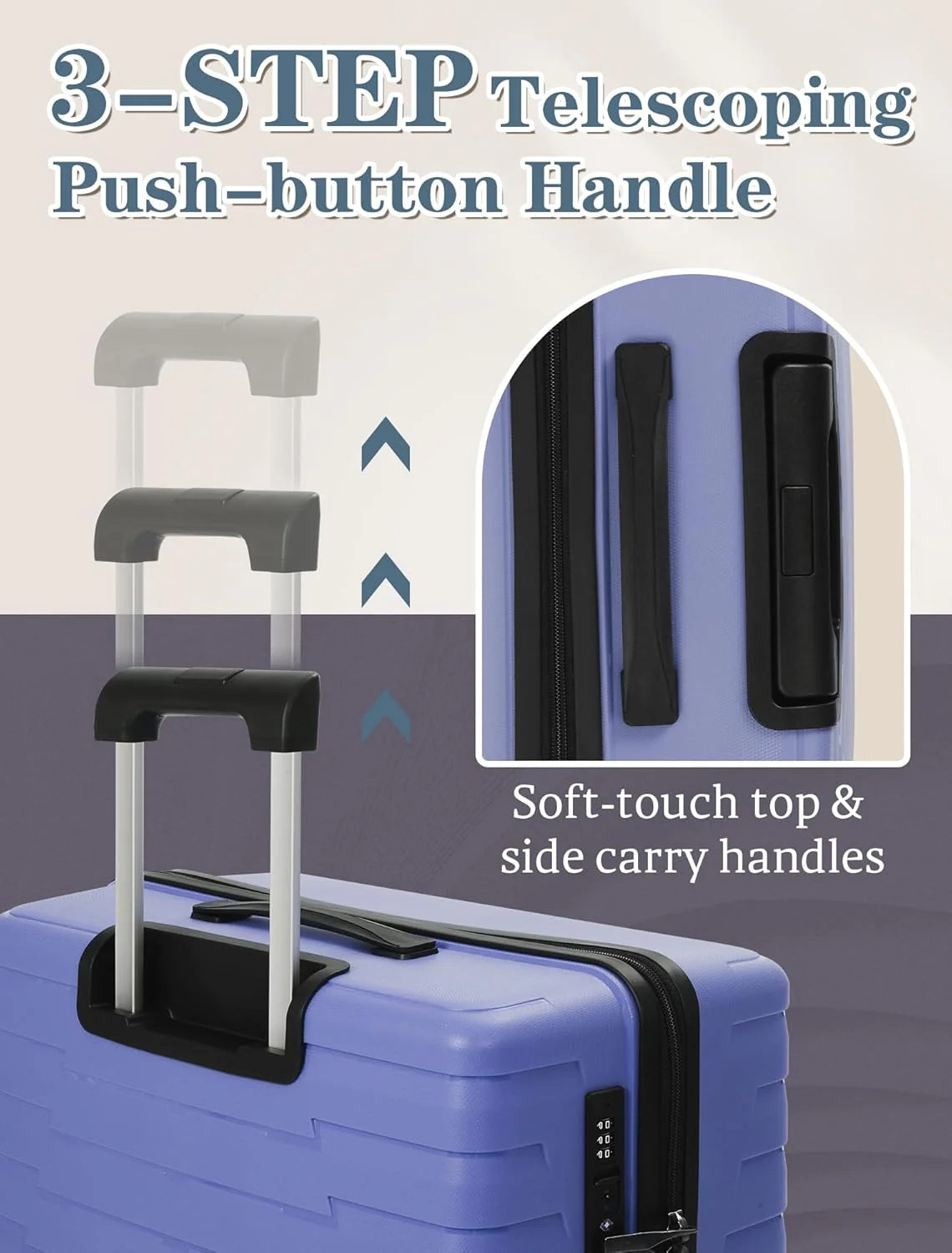 5-piece luggage set with wheels, ABS hardshell suitcase with spinner wheels