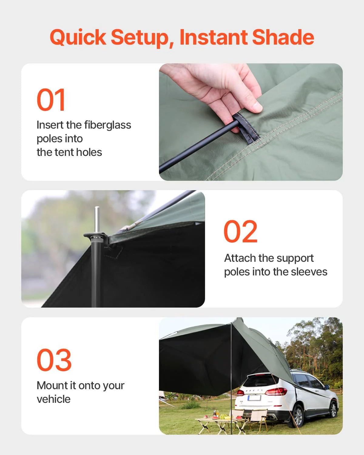 Awning Tent UV50+ Waterproof Canopy for Vehicles