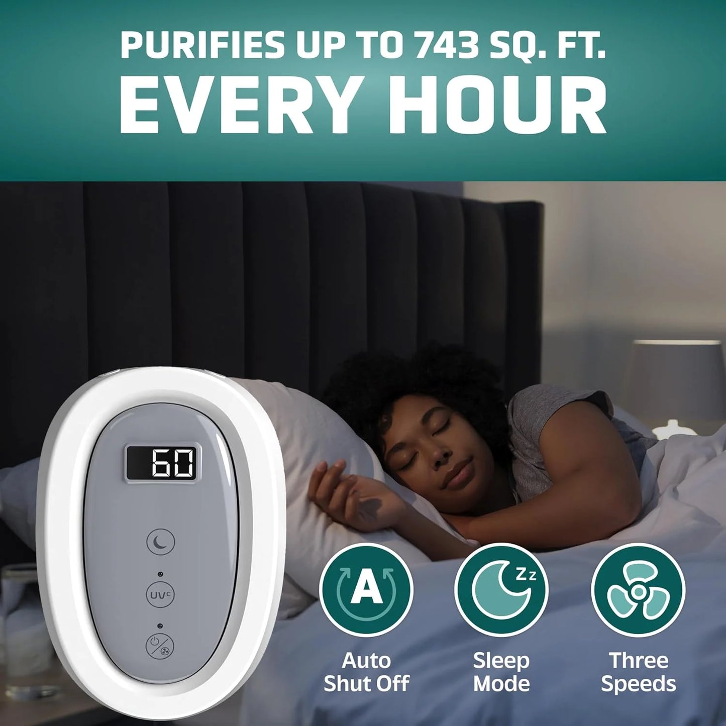 Home air purifier with HEPA pure filter