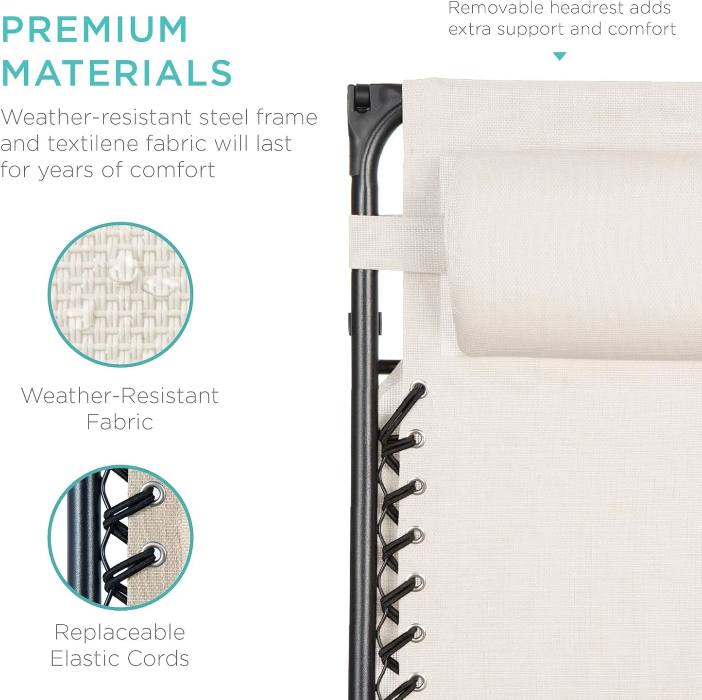 Best Choice Products Folding Zero Gravity Outdoor Recliner Patio Lounge Chair w/Adjustable Canopy Shade, Headrest, Side Accessory Tray, Textilene Mesh - Peacock Blue