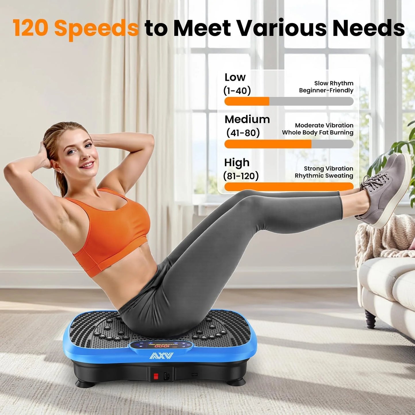 AXV Vibration Plate Fitness Platform Trainer Suitable for men and women to lose weight and burn fat at the gym