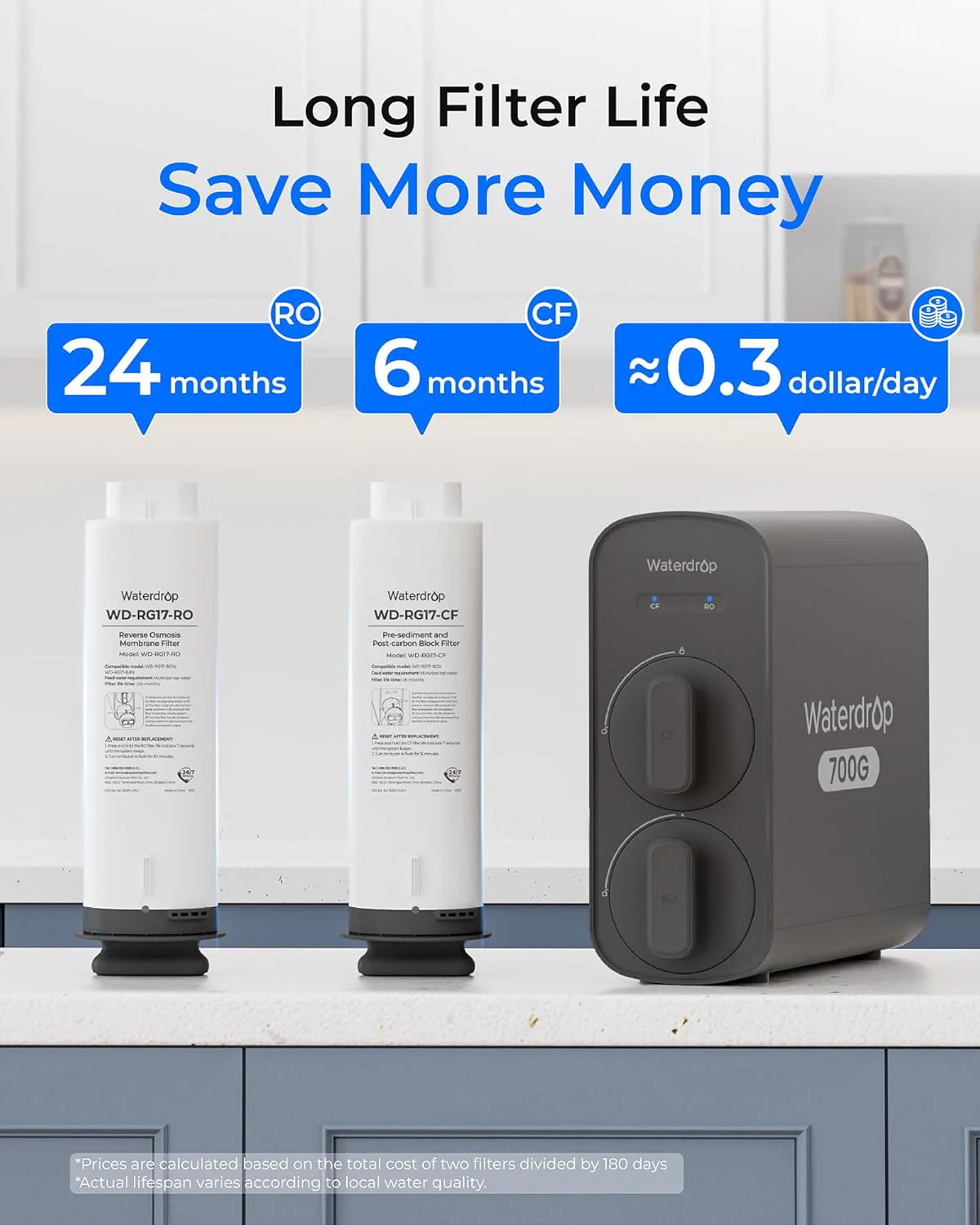 WaterDrop G5P700 reverse osmosis water filter 700G fast flow reverse osmosis system