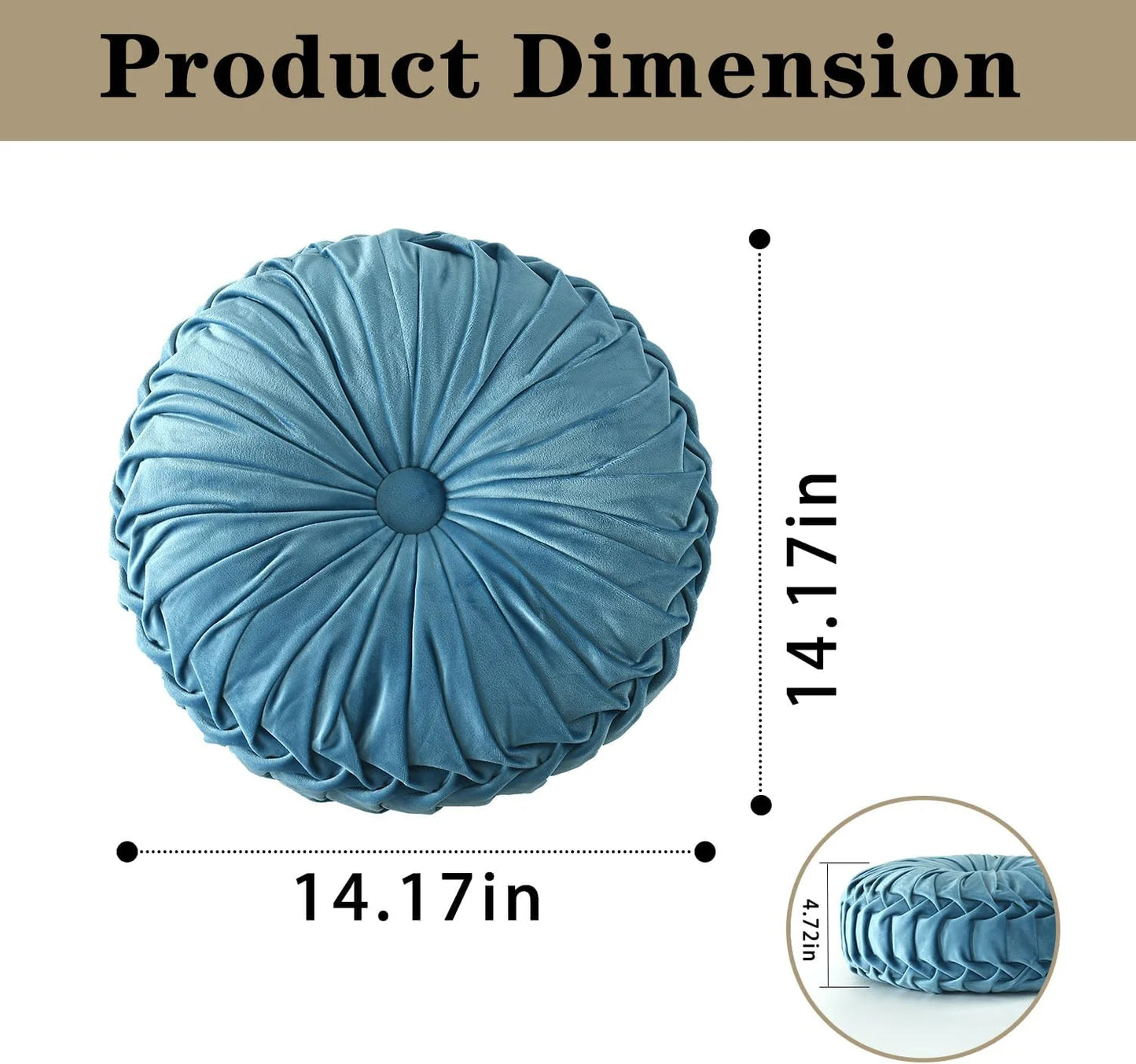 Set of 2 Decorative Round Pleated Throw Pillows