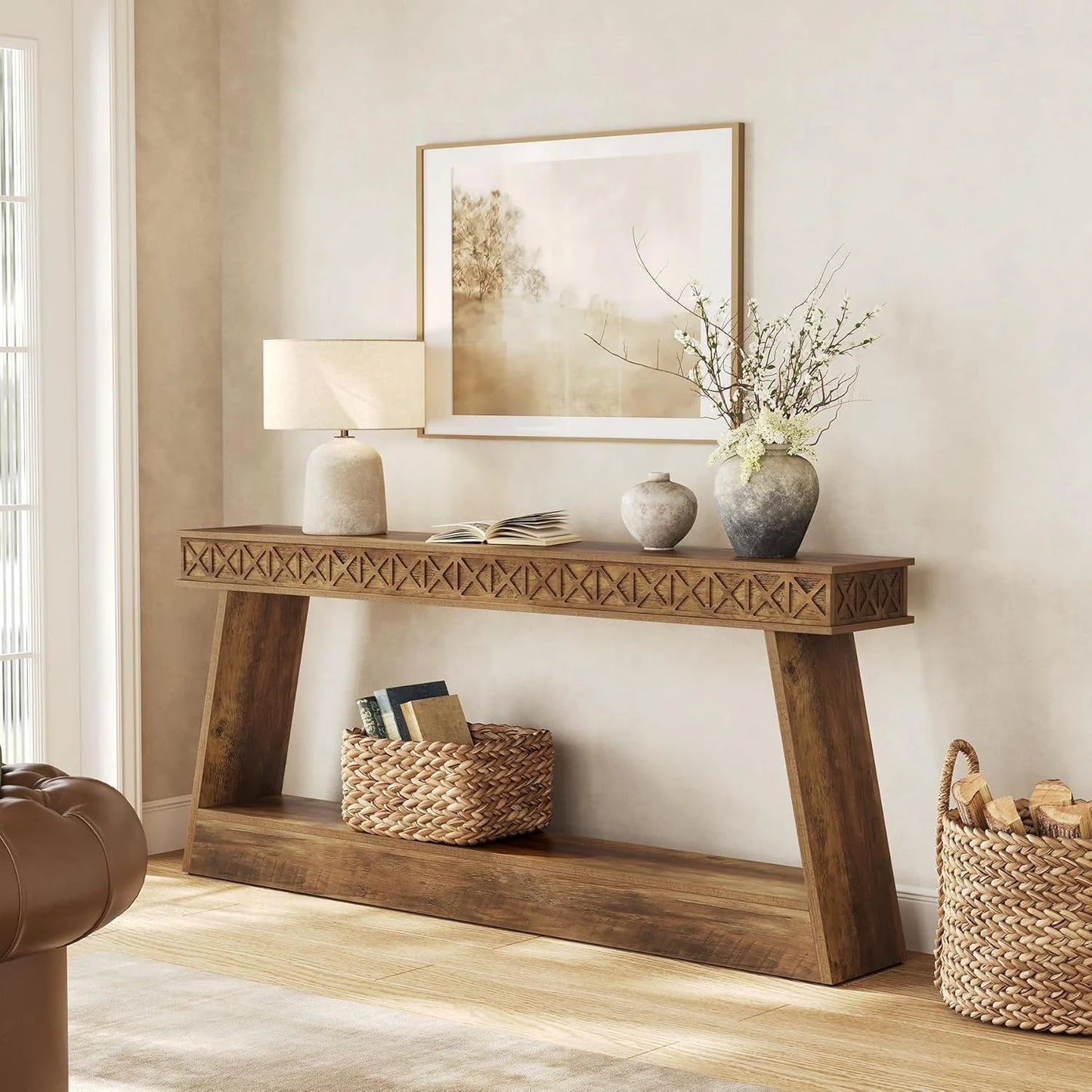 70.9-Inch Long Console Table Narrow Sofa Table Behind The Couch