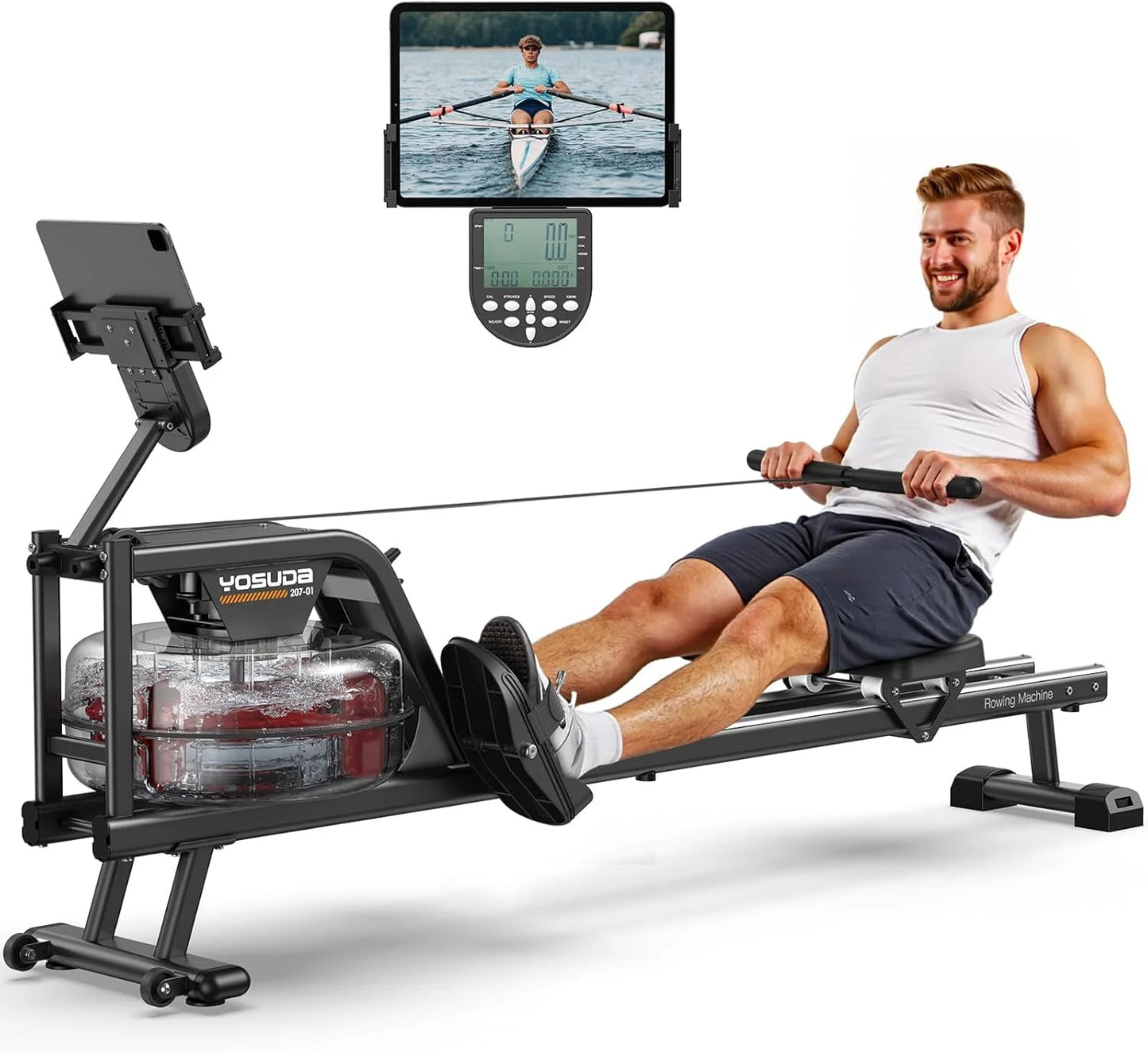 YOSUDA Home Magnet/Water Resistance Rowing Machine Support Bluetooth and Applications