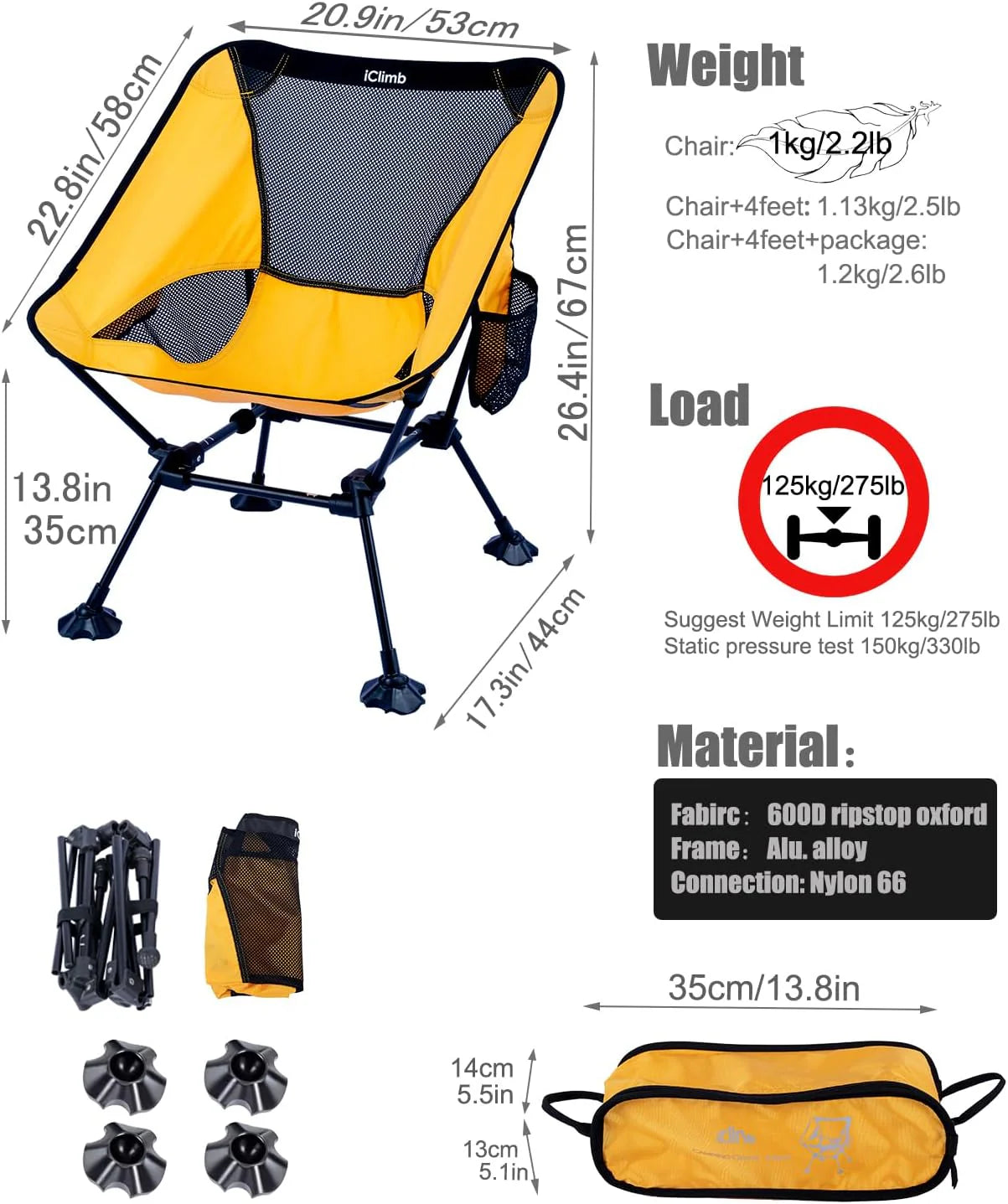 Ultralight Compact Camping Folding Beach Chair