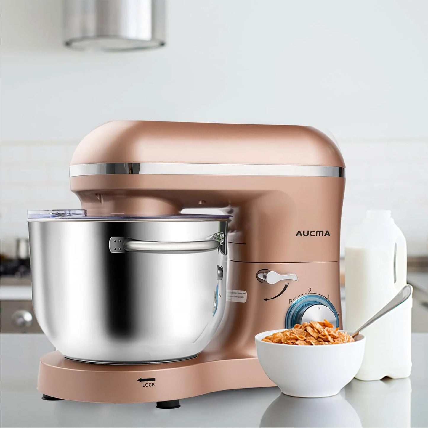 Aucma Stand Mixer,6.5-QT 660W 6-Speed Tilt-Head Food Mixer, Kitchen Electric Mixer with Dough Hook