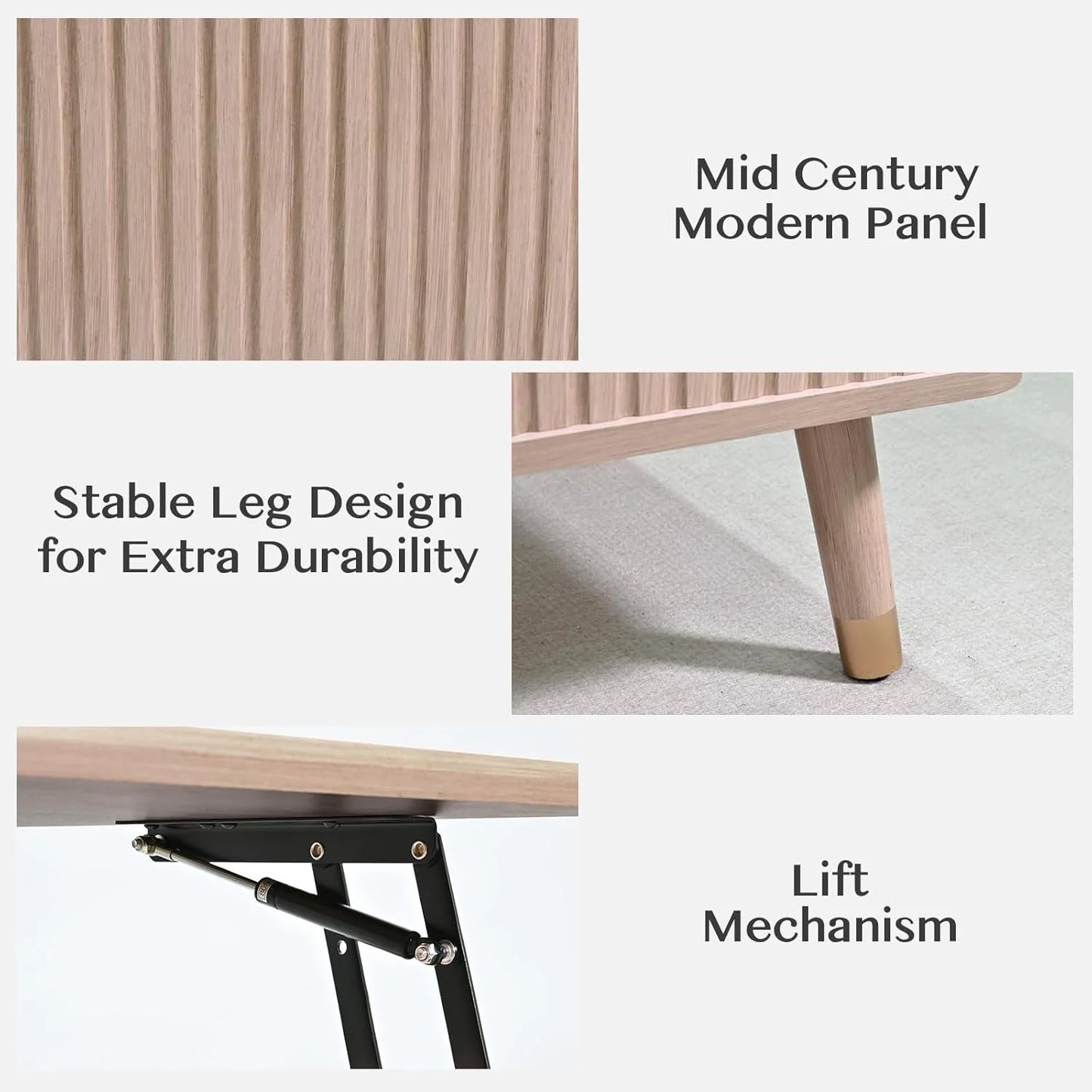 Round Coffee Table with Storage,Fluted Center Table with Sliding Cabinet Door for Living Room,Home Small Space,31.5" Small Center Table,Walnut