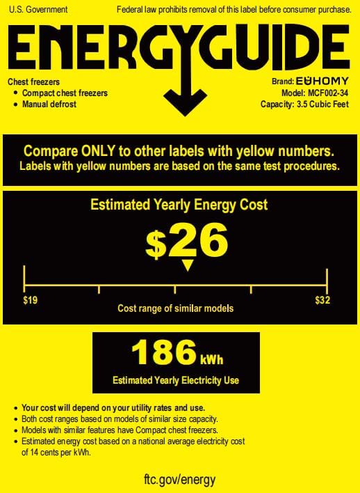 EUHOMY 3.5 Cu.Ft Chest Freezer with Removable Basket, Small Deep Freezer Adjustable 7 Thermostat, Quiet Mini Freezer Free-Standing Top Door, Energy Saving for Apartment/Garage/Basement/Dorm/Home,Black