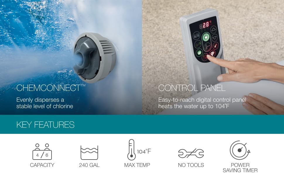 Bestway SaluSpa Miami EnergySense AirJet Inflatable Hot Tub Spa (71" x 26") | Portable Hot Tub with 2 Covers (1 Energy-Efficient Thermal Cover and 1 Standard Cover) | Fits Up to 2-4 Persons | Black