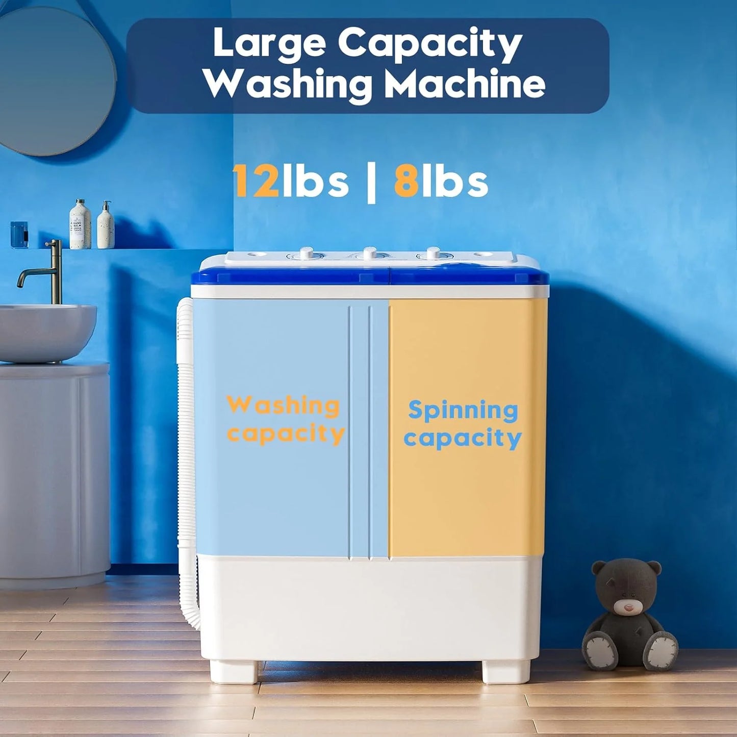 Auertech Portable Washing Machine 28lb Twin Tub Washing Machine Mini Compact Washing Machine with Drain Pump