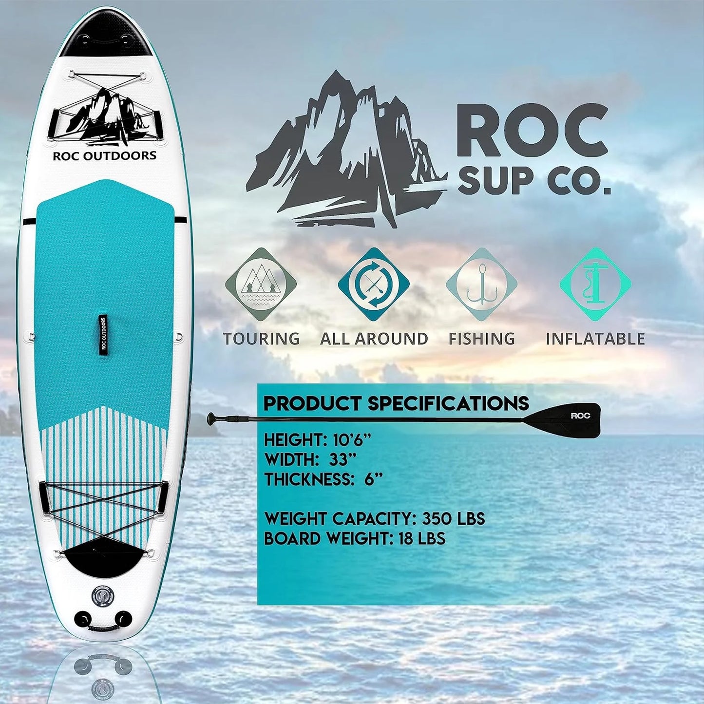 ROC inflatable stand-up paddle board high-quality SUP paddle board accessories