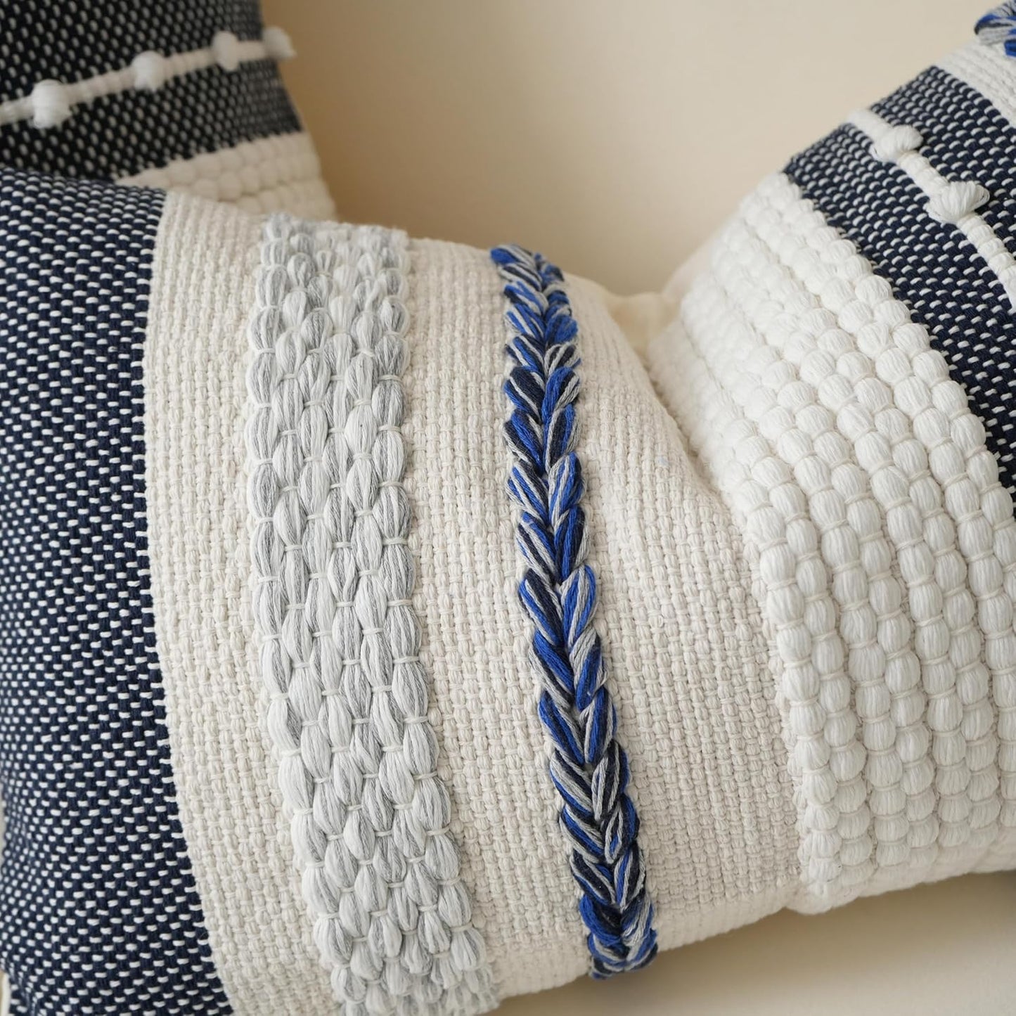 Blue Boho Decorative Throw Pillow Cover 20x20