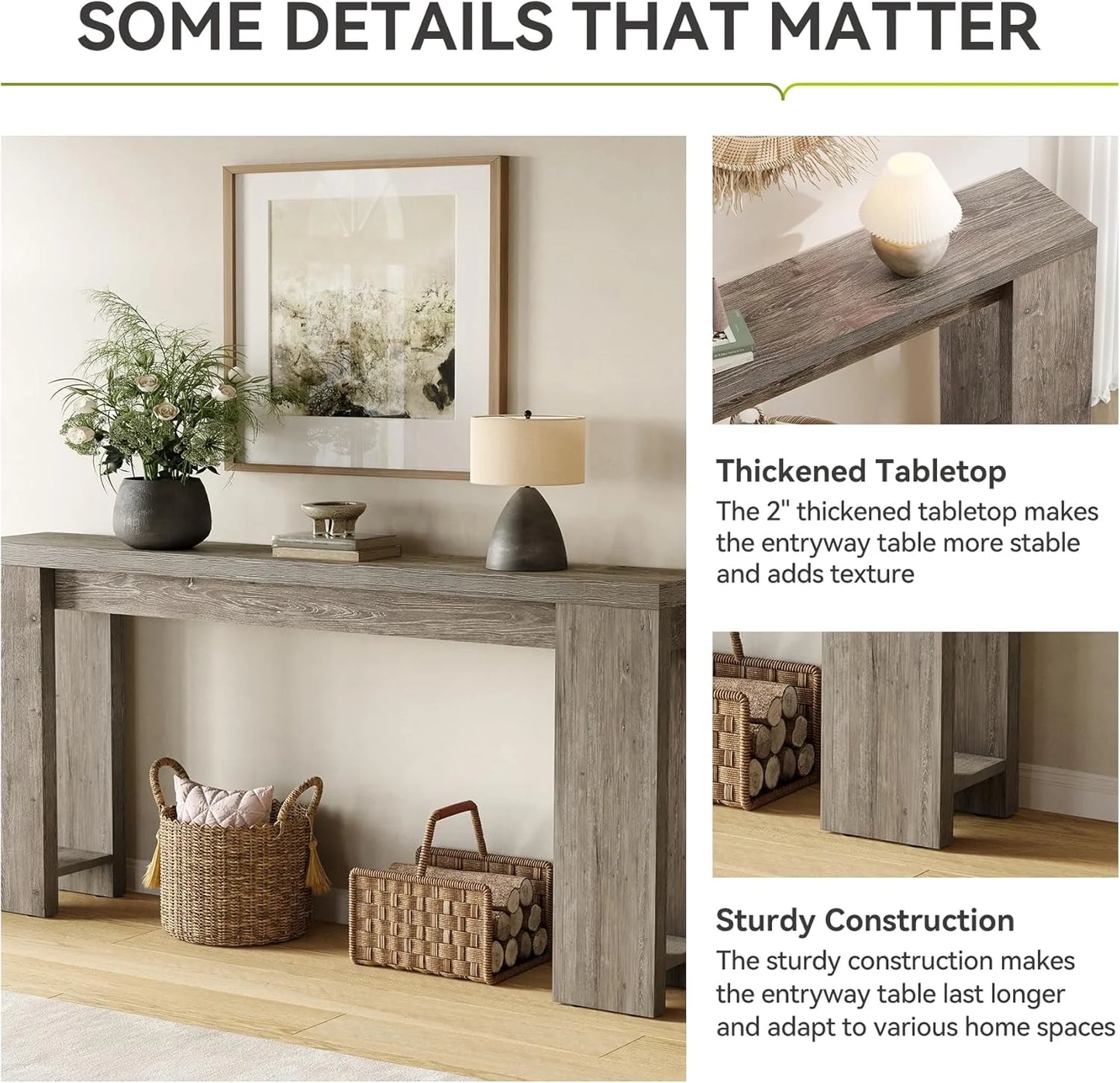 70.9-Inch Long Console Table Narrow Sofa Table Behind The Couch