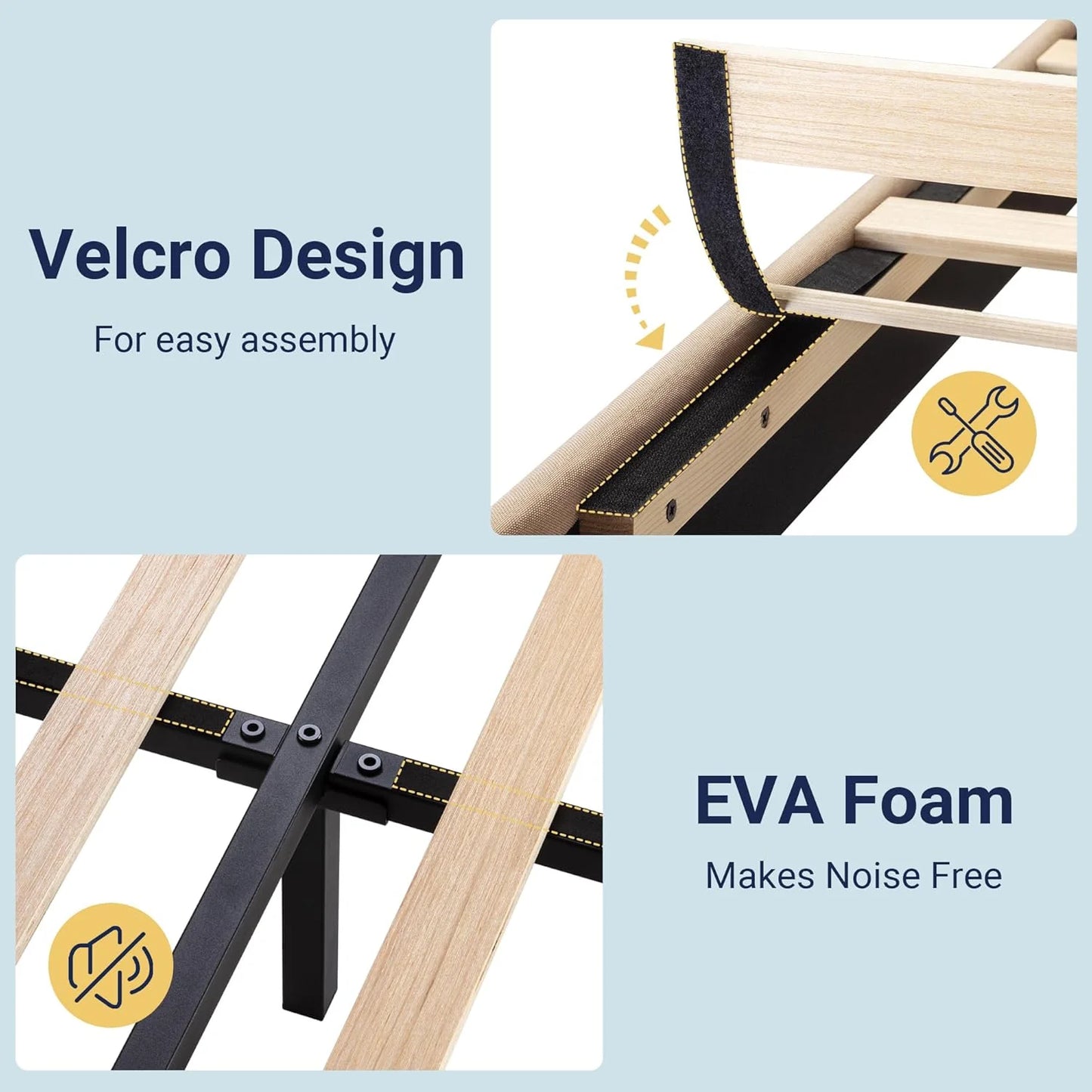 Allewie Queen Size Platform Bed Frame with Fabric Upholstered Headboard and Wooden Slats Support, Fully Upholstered Mattress Foundation/No Box Spring Needed