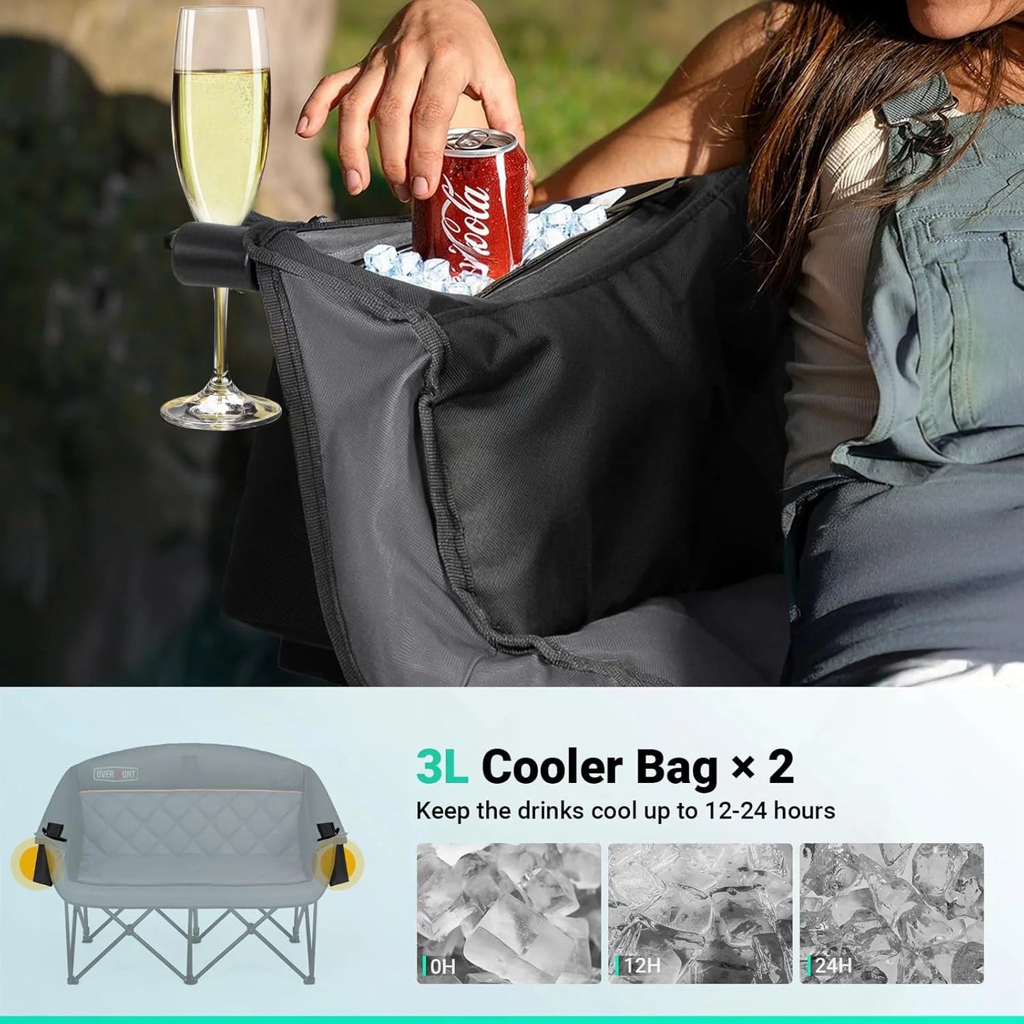 Extra Large Double Camping Chair - 2 Person Comfortable Sofa Chair Adult Loveseat - Heavy Duty Lawn Chair