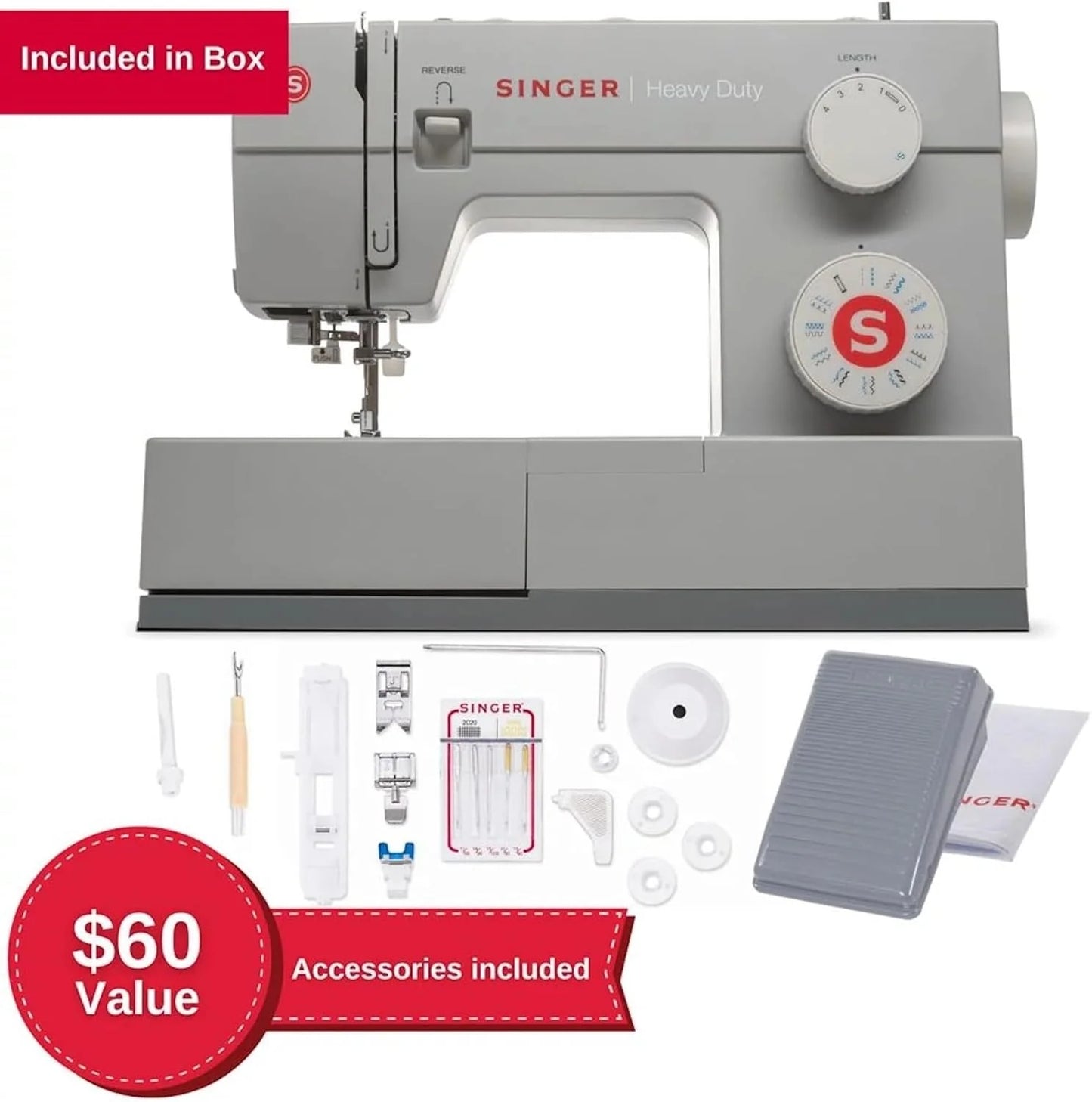 Heavy-Duty 4423 High-Speed Sewing Machine (Includes Accessory Kit) 97 Stitches One-Step Buttonhole