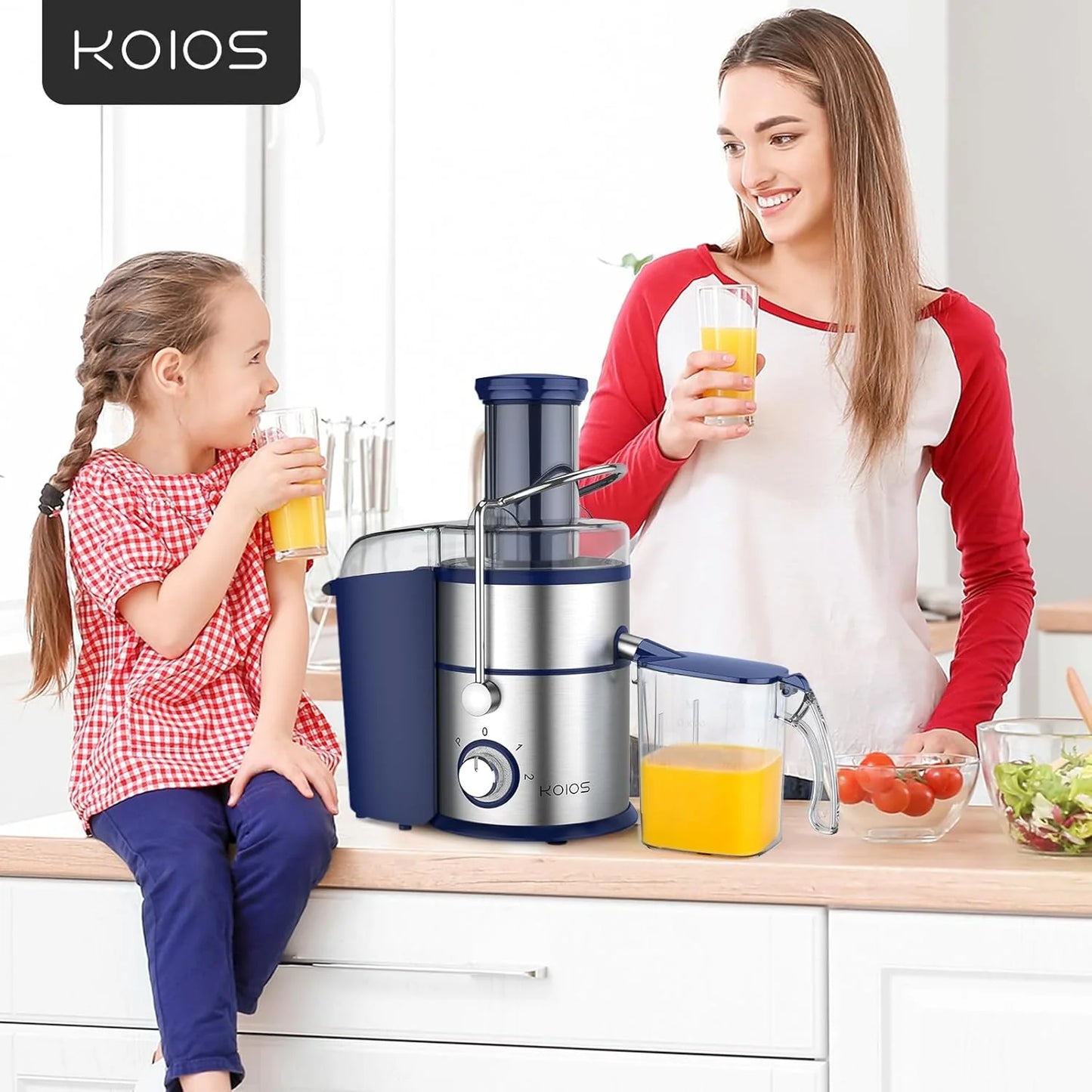 1300W KOIOS Centrifugal Juicer with Extra Large 3" Feed Chute and Titanium Filter