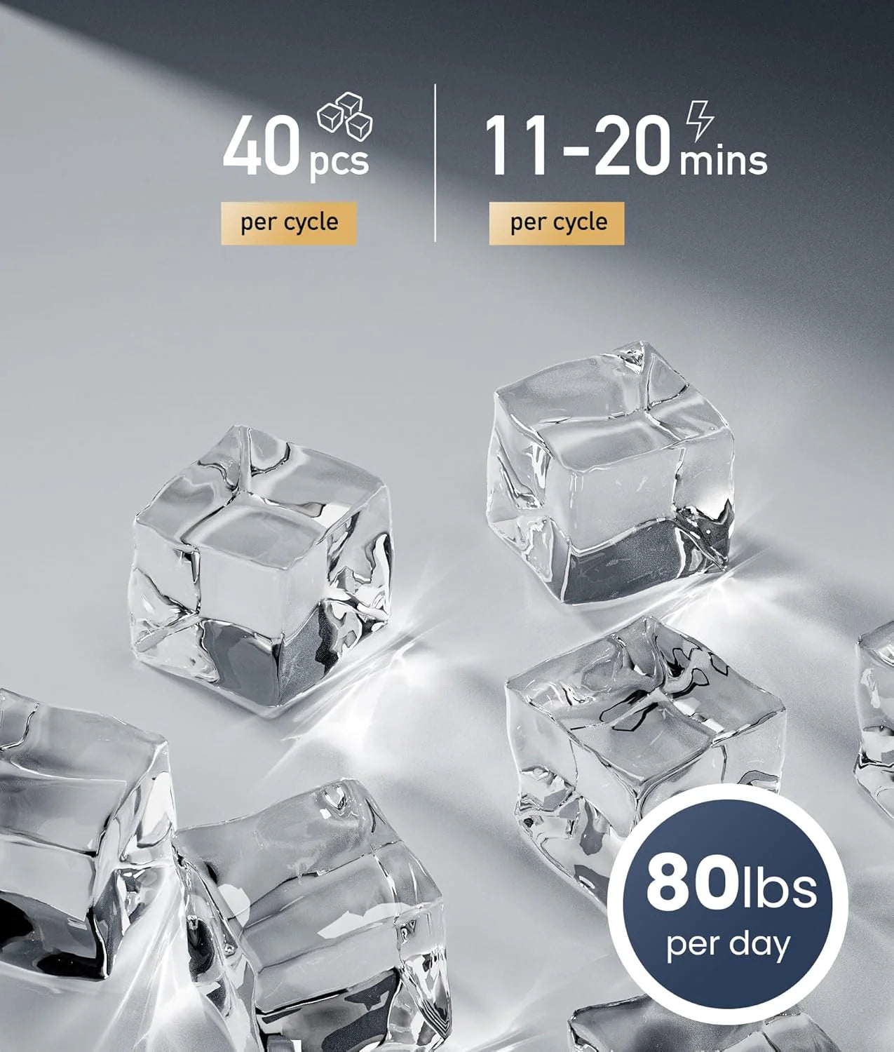 ecozy Portable Ice Maker Countertop, 9 Cubes Ready in 6 Mins, 26 lbs in 24 Hours, Self-Cleaning Machine with Ice Bags/Standing Ice Scoop/Ice Basket for Kitchen Office Bar Party, Aqua