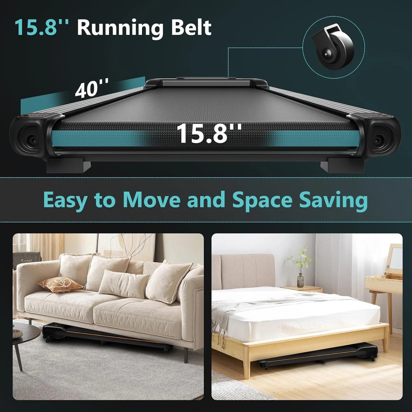 2.5 HP Portable Treadmill with Inclined Walking Pad, Panel and Remote, 4-in-1 Walking Treadmill, 265 lb Capacity